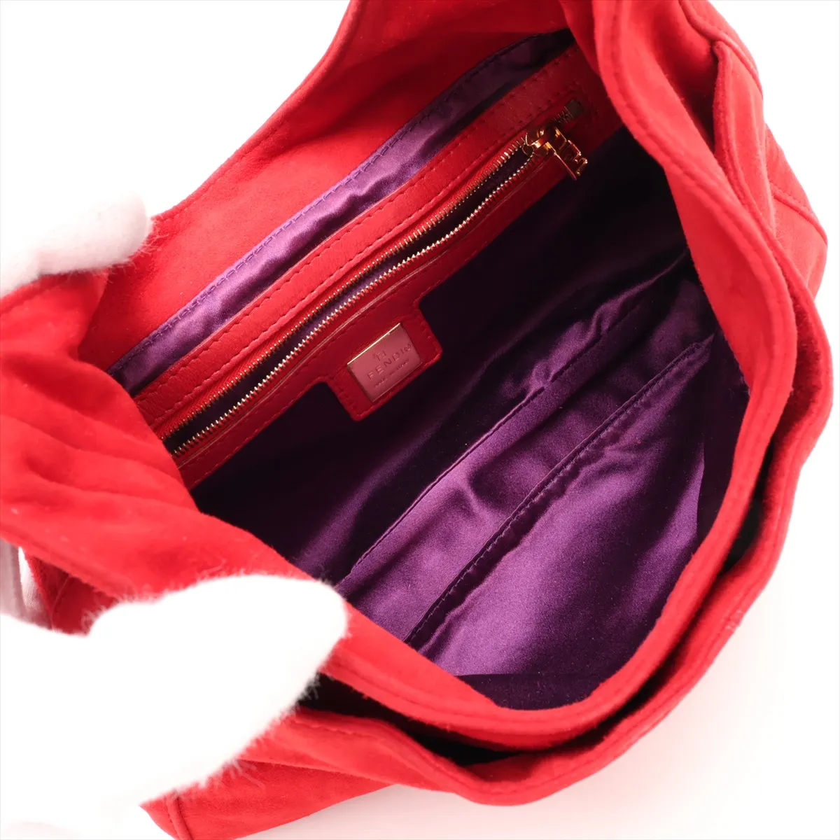 26569 Suede x Leather Shoulder Bag, Red — view 7