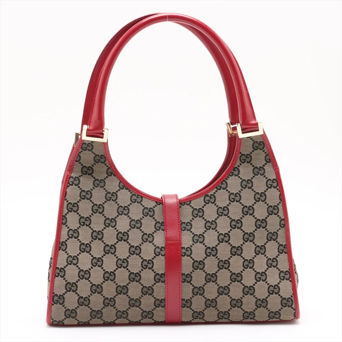 GG Canvas Jackie Canvas x Leather Shoulder Bag Beige x Red — view 2