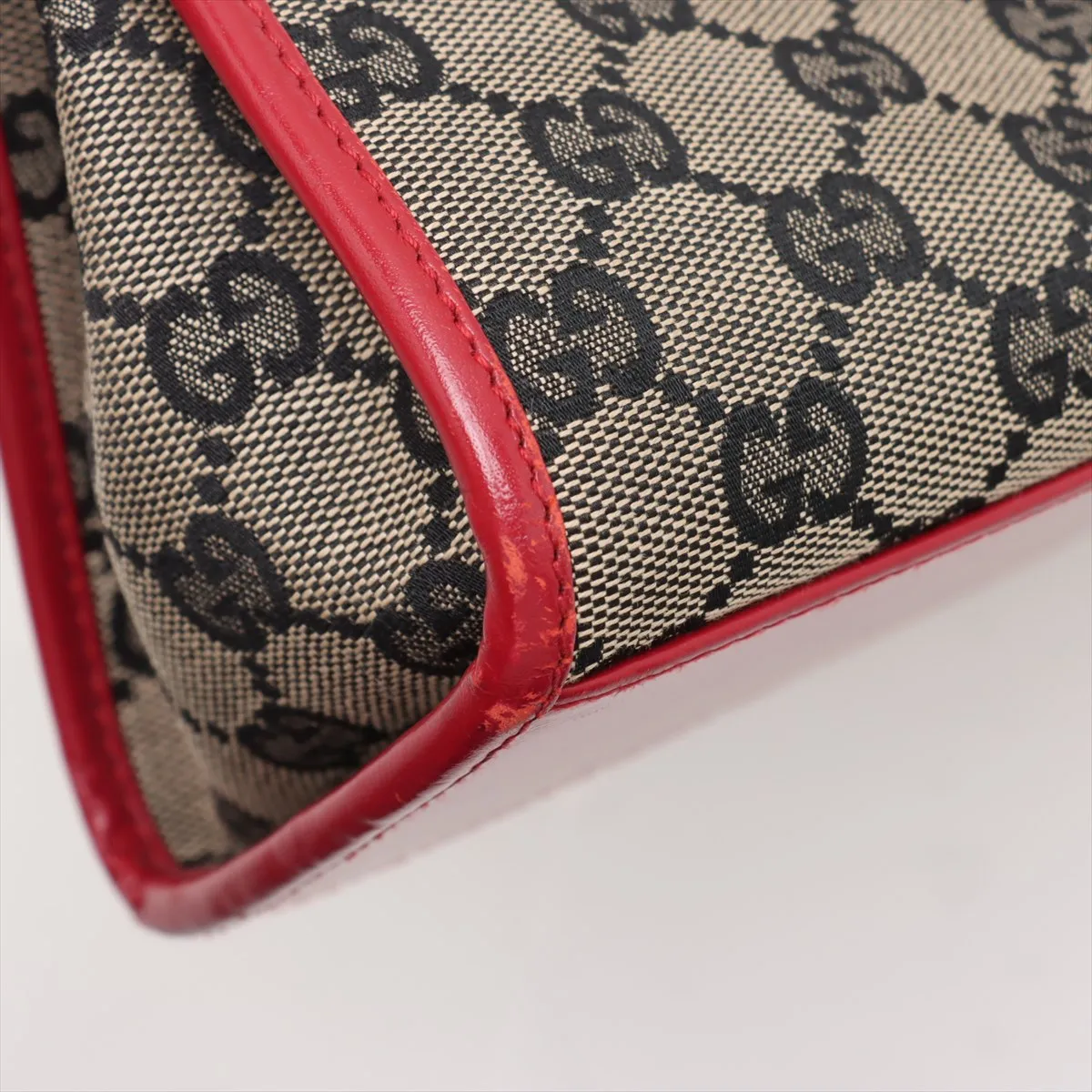 GG Canvas Jackie Canvas x Leather Shoulder Bag Beige x Red — view 12