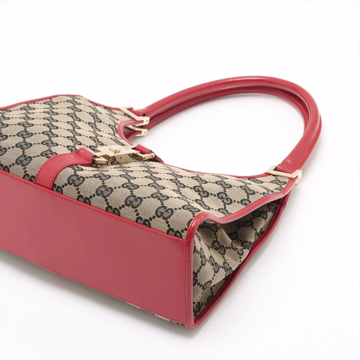 GG Canvas Jackie Canvas x Leather Shoulder Bag Beige x Red — view 3