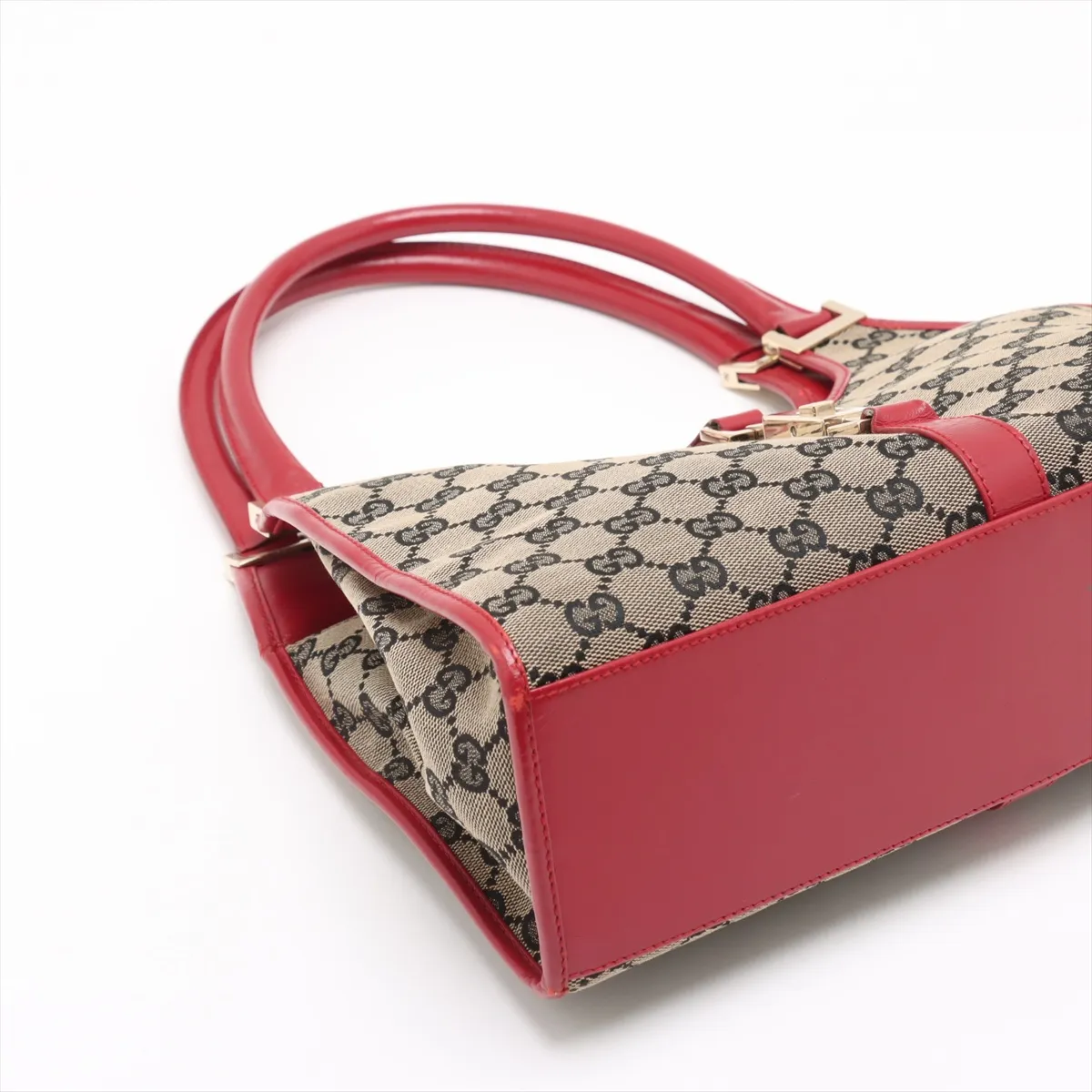 GG Canvas Jackie Canvas x Leather Shoulder Bag Beige x Red — view 4