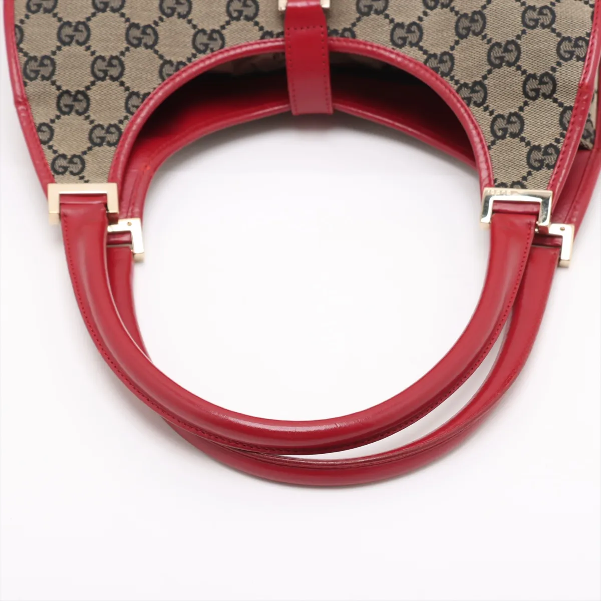 GG Canvas Jackie Canvas x Leather Shoulder Bag Beige x Red — view 5