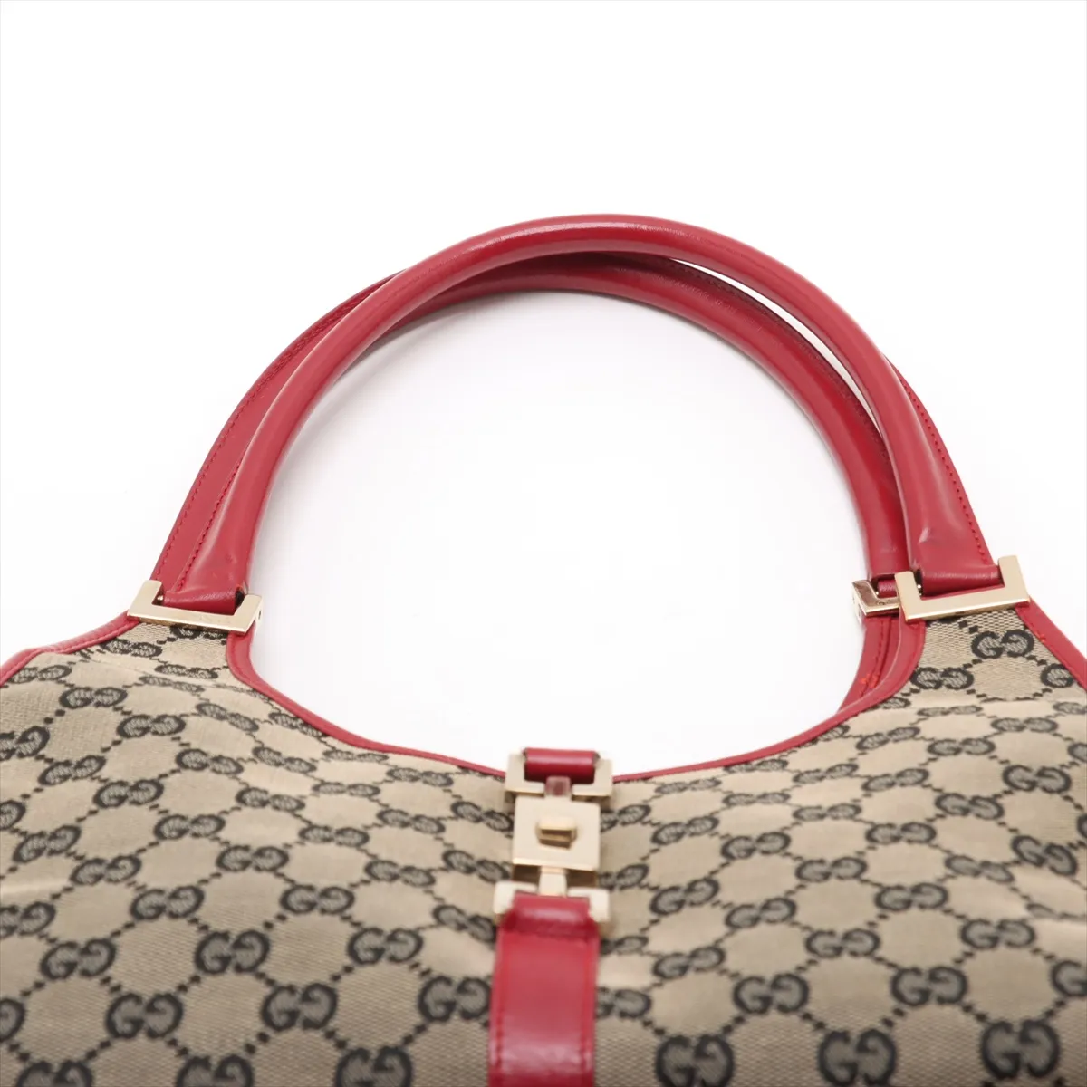 GG Canvas Jackie Canvas x Leather Shoulder Bag Beige x Red — view 6