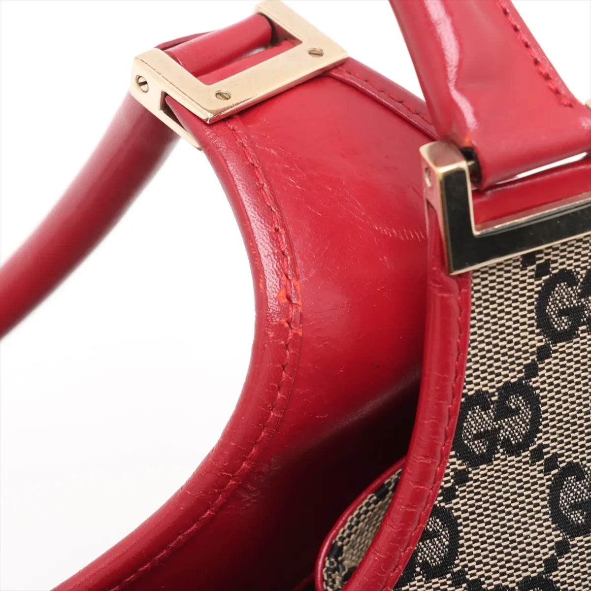 GG Canvas Jackie Canvas x Leather Shoulder Bag Beige x Red — view 10