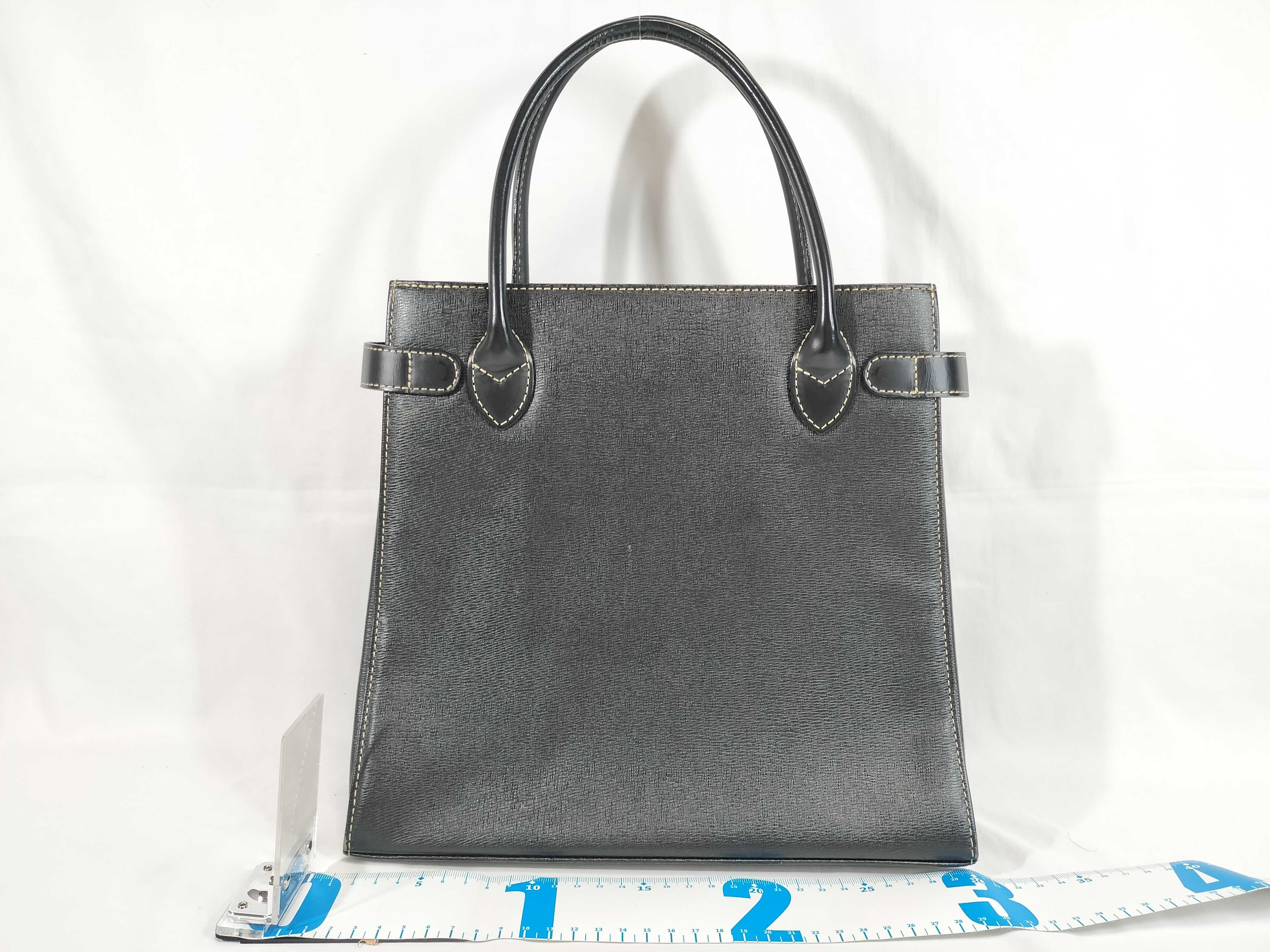 Leather Handbag with Checkered Interior — view 2