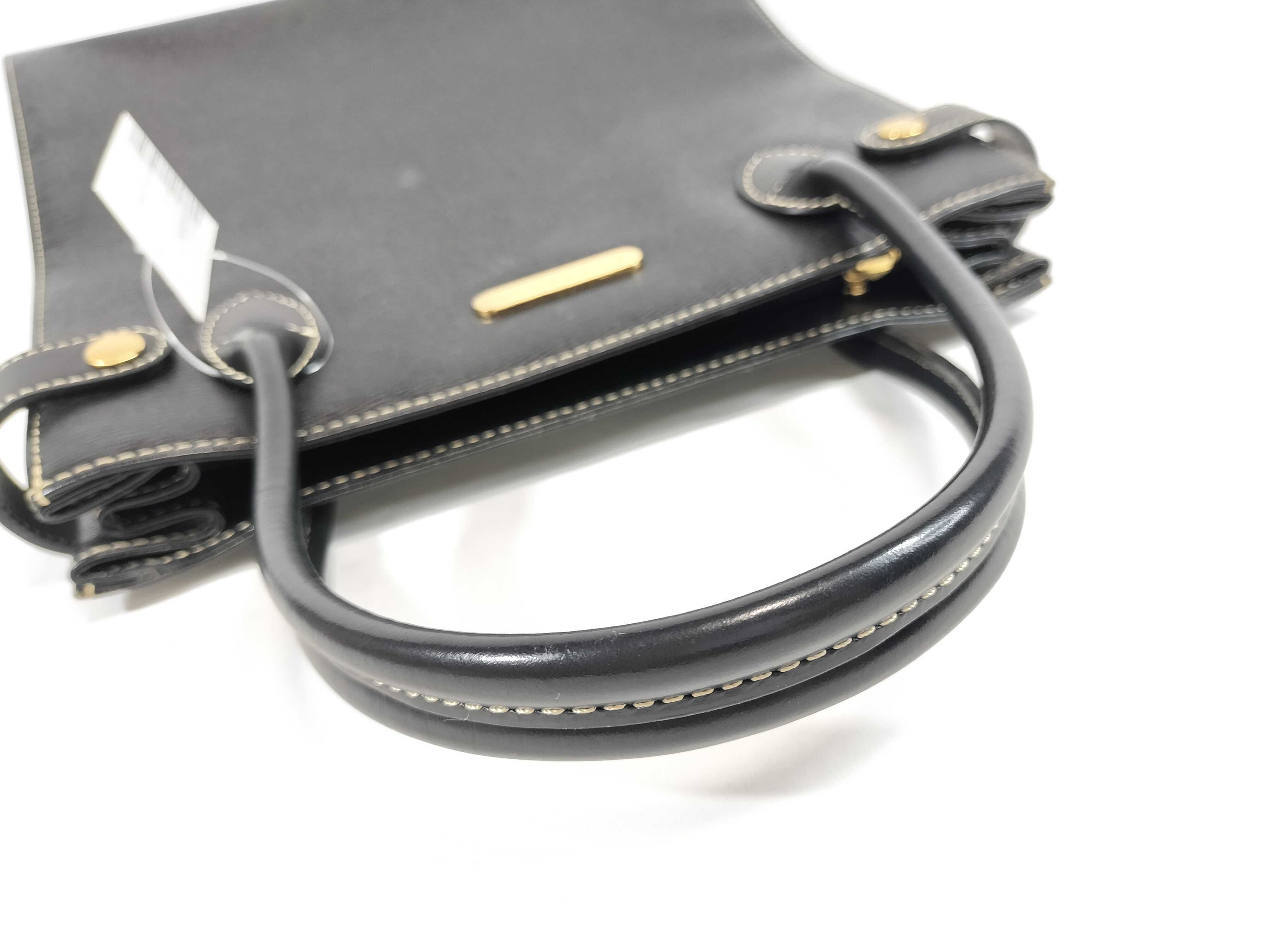 Leather Handbag with Checkered Interior — view 3