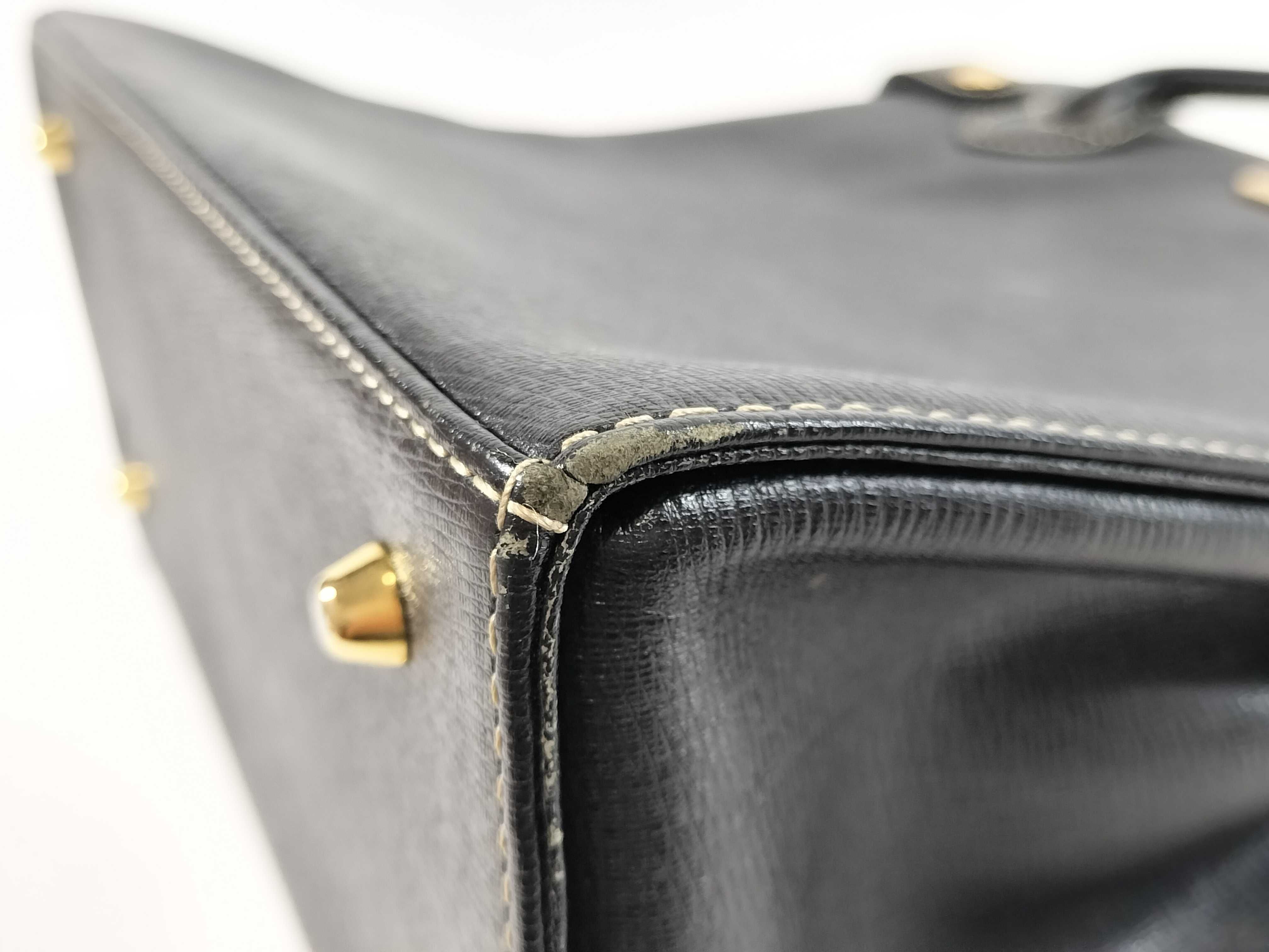 Leather Handbag with Checkered Interior — view 6