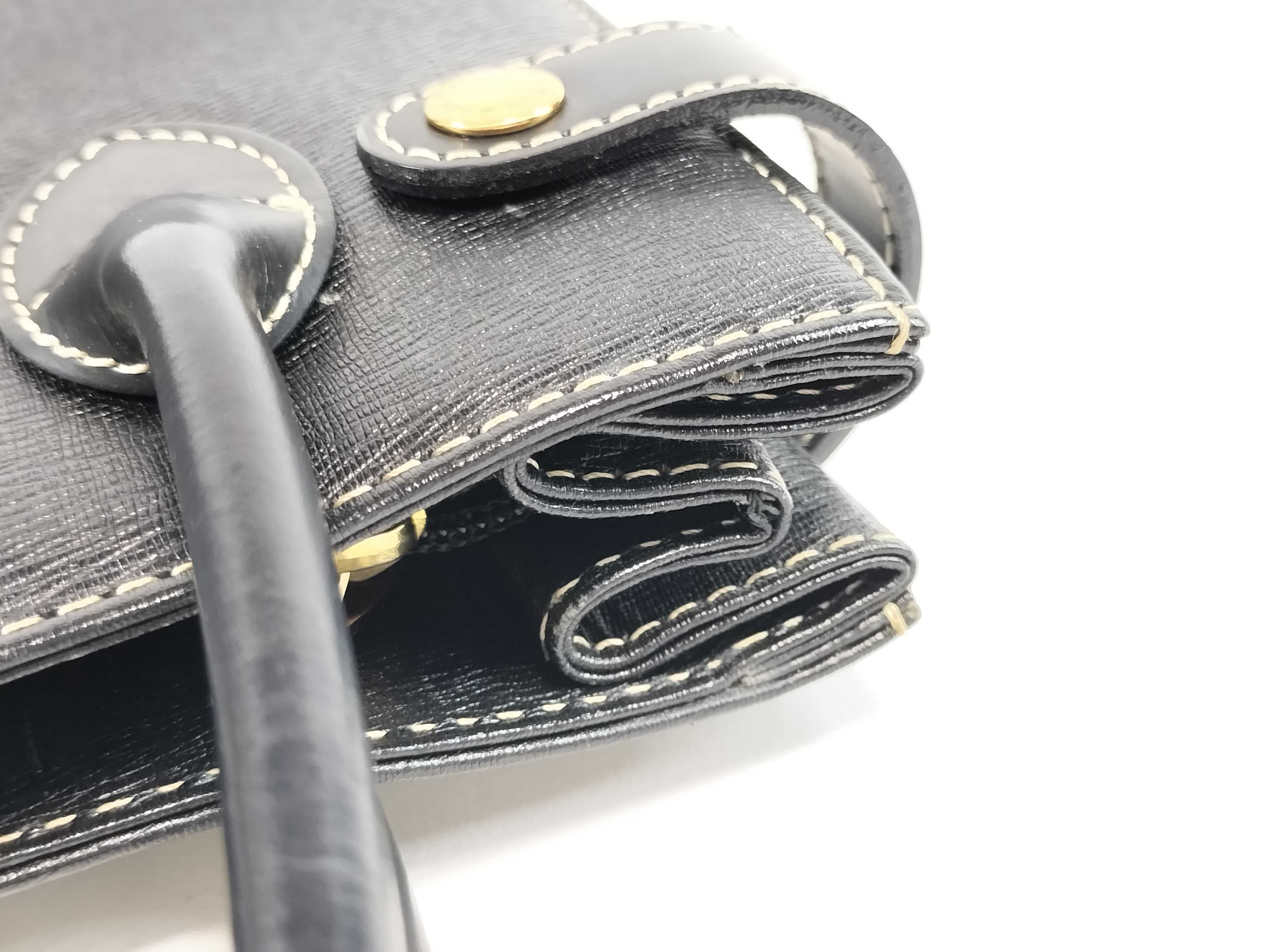 Leather Handbag with Checkered Interior — view 7