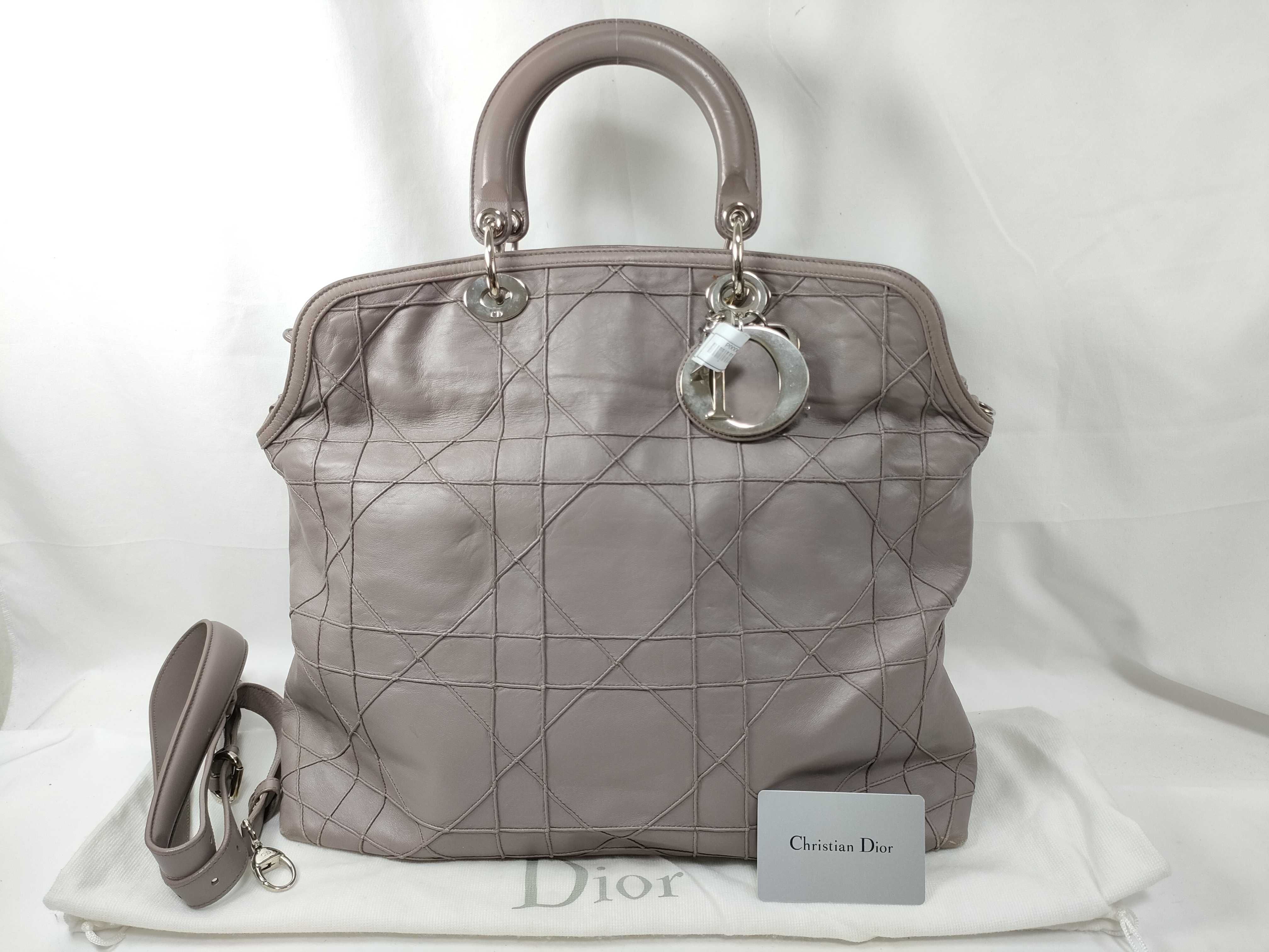 ID- Cannage Granville Cow Skin 2-Way Handbag Gray #09MA009 Handbag