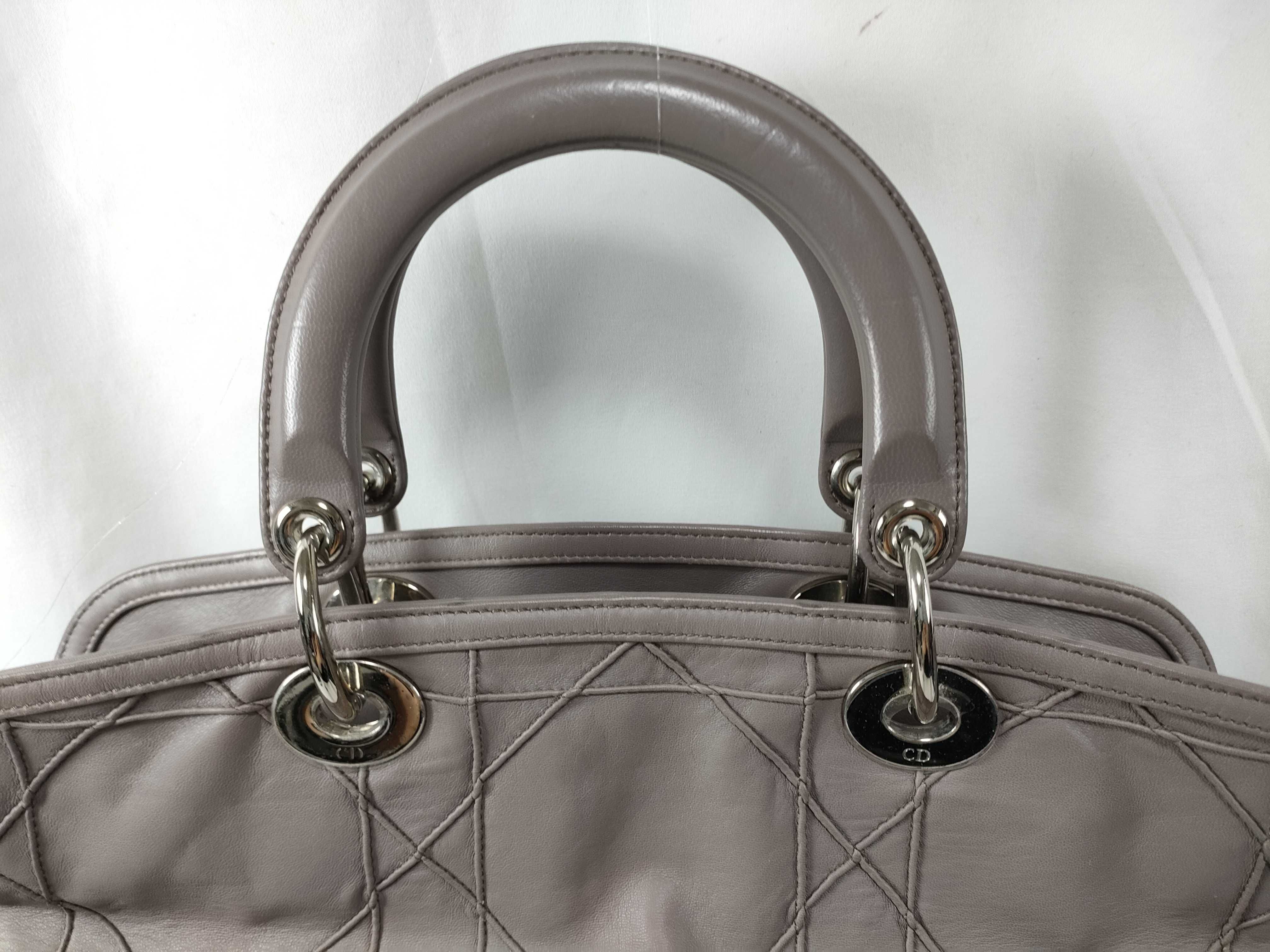 ID- Cannage Granville Cow Skin 2-Way Handbag Gray #09MA009 Handbag — view 3