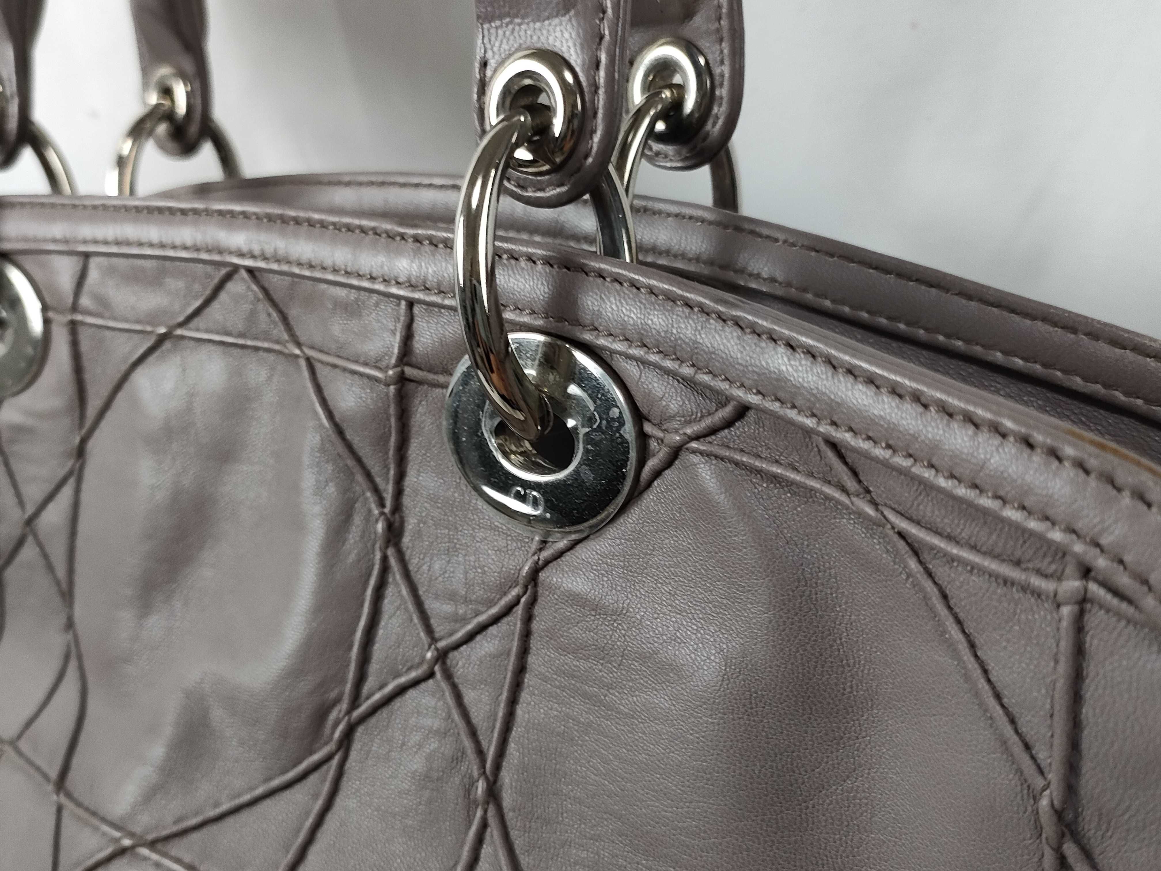 ID- Cannage Granville Cow Skin 2-Way Handbag Gray #09MA009 Handbag — view 4