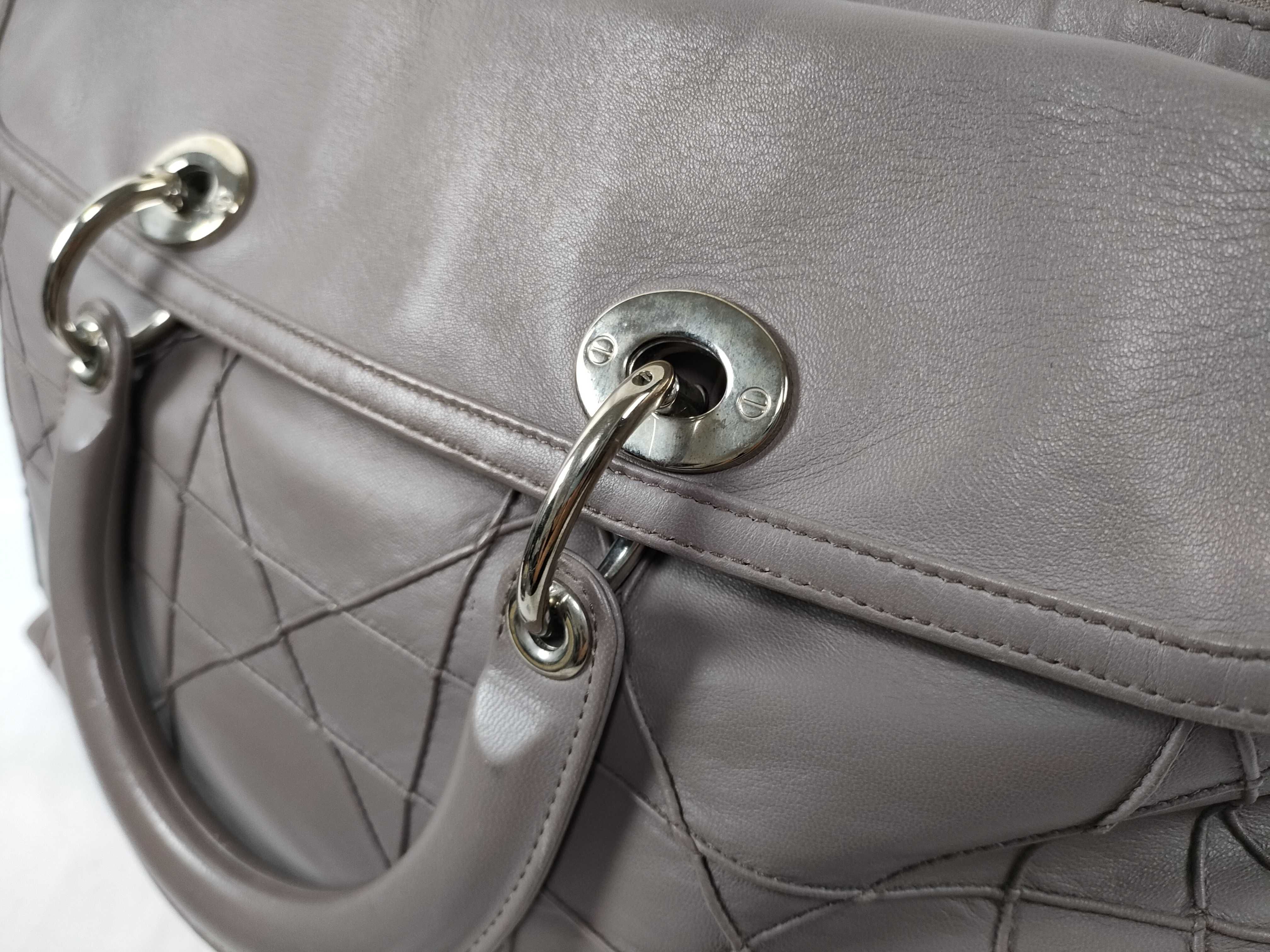 ID- Cannage Granville Cow Skin 2-Way Handbag Gray #09MA009 Handbag — view 6