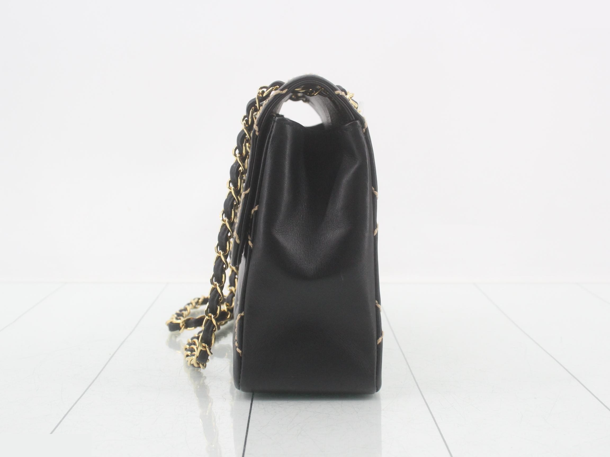 Matelassé Wild Stitch Double Chain Shoulder Bag, Lambskin, Black, Series 7, W27cm — view 3