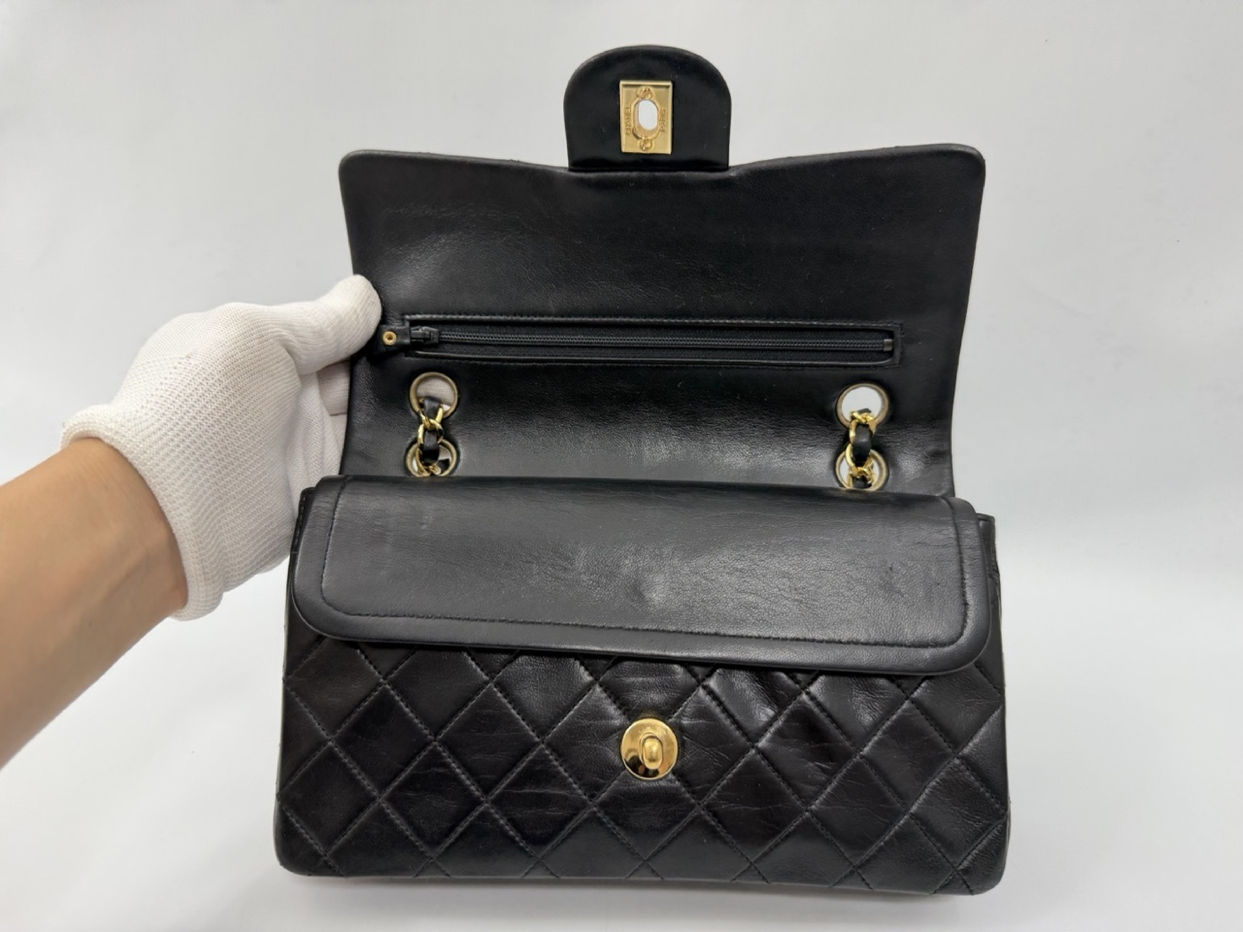 Matelassé Double Flap Shoulder Bag (Black, Series 0) — view 10