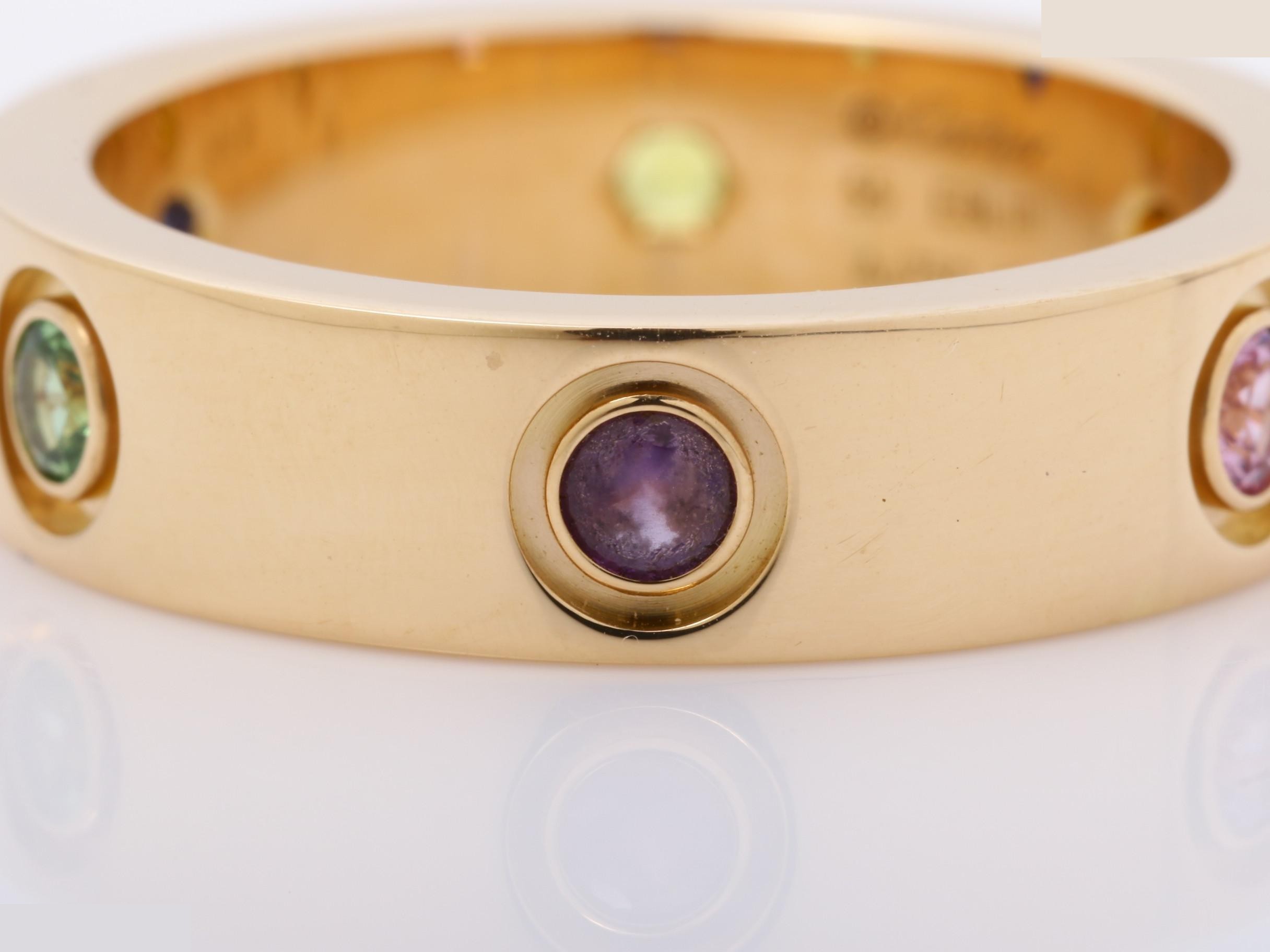 Au750PG Love Multicolor Stone Ring, Size 55, 9.3g — view 2