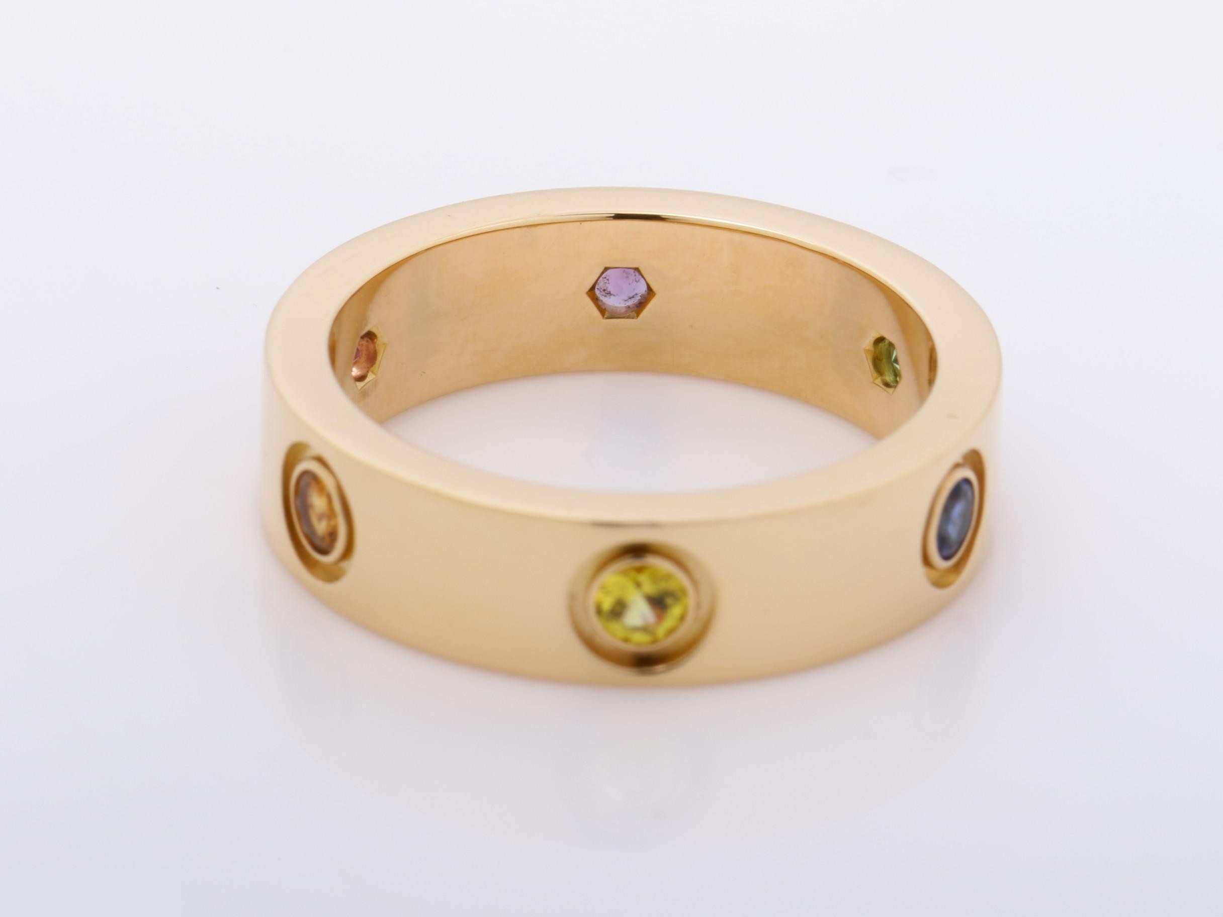 Au750PG Love Multicolor Stone Ring, Size 55, 9.3g — view 4