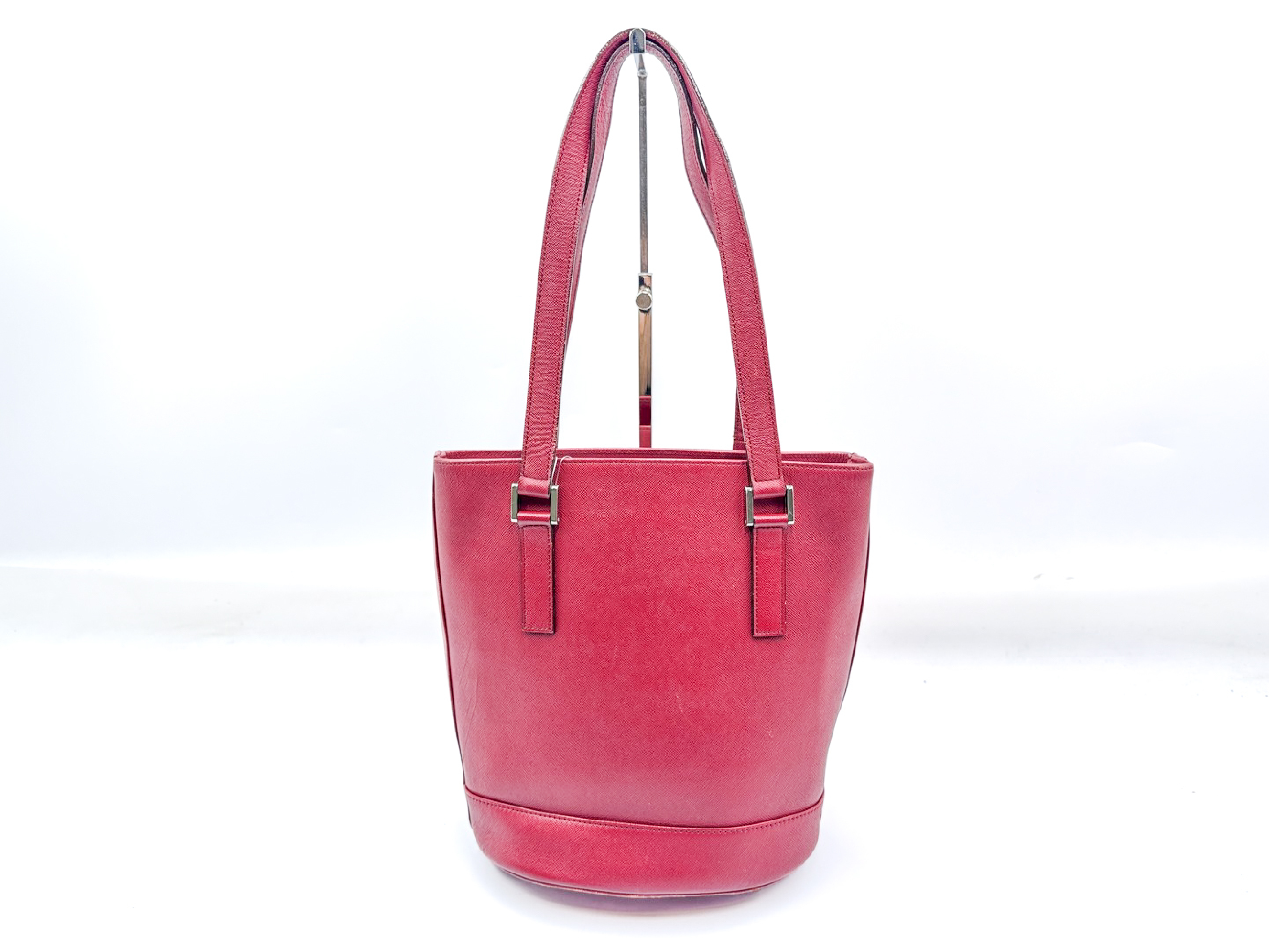 Nova Check Red Leather Tote Bag — view 2