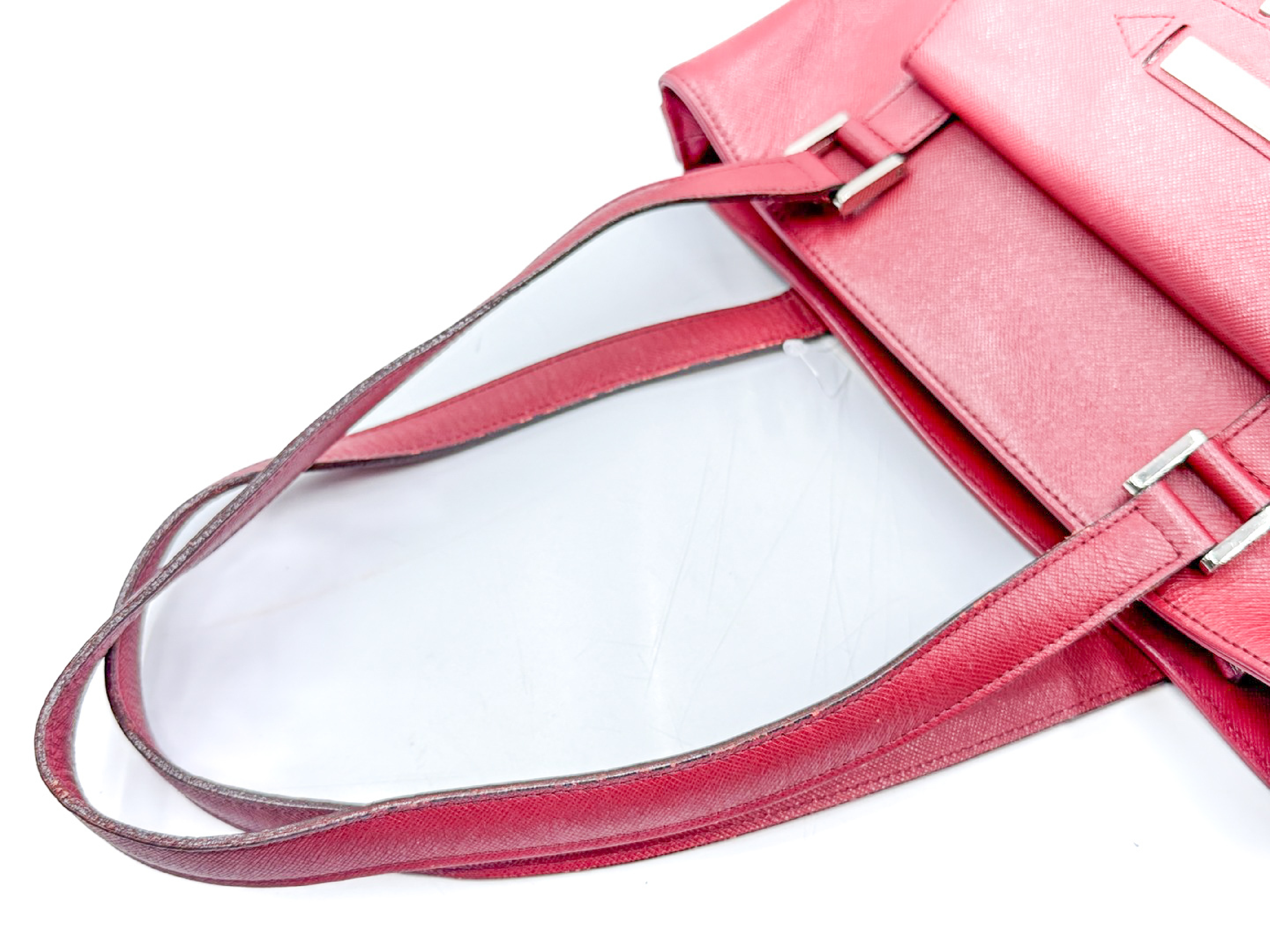 Nova Check Red Leather Tote Bag — view 3