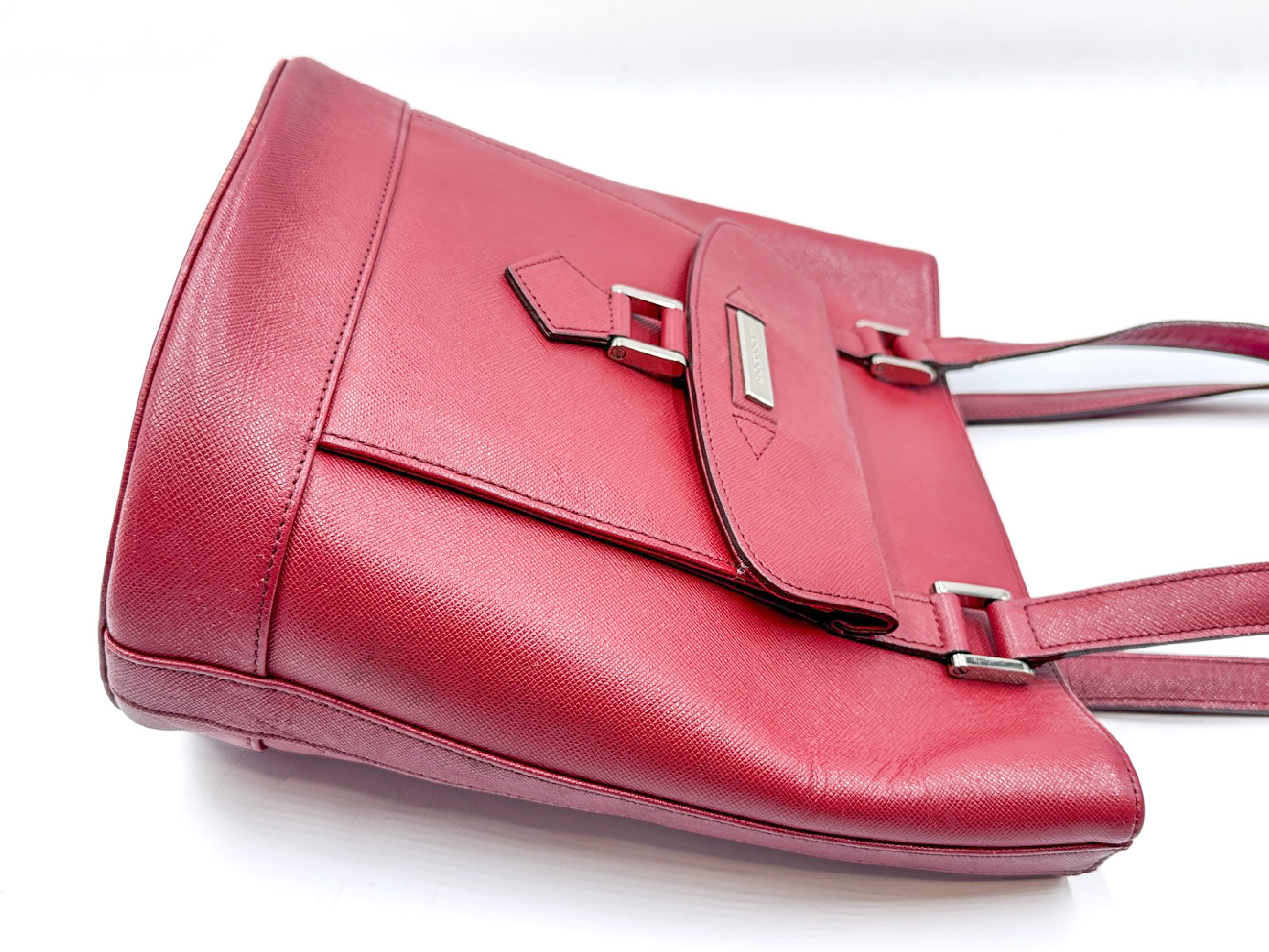Nova Check Red Leather Tote Bag — view 5