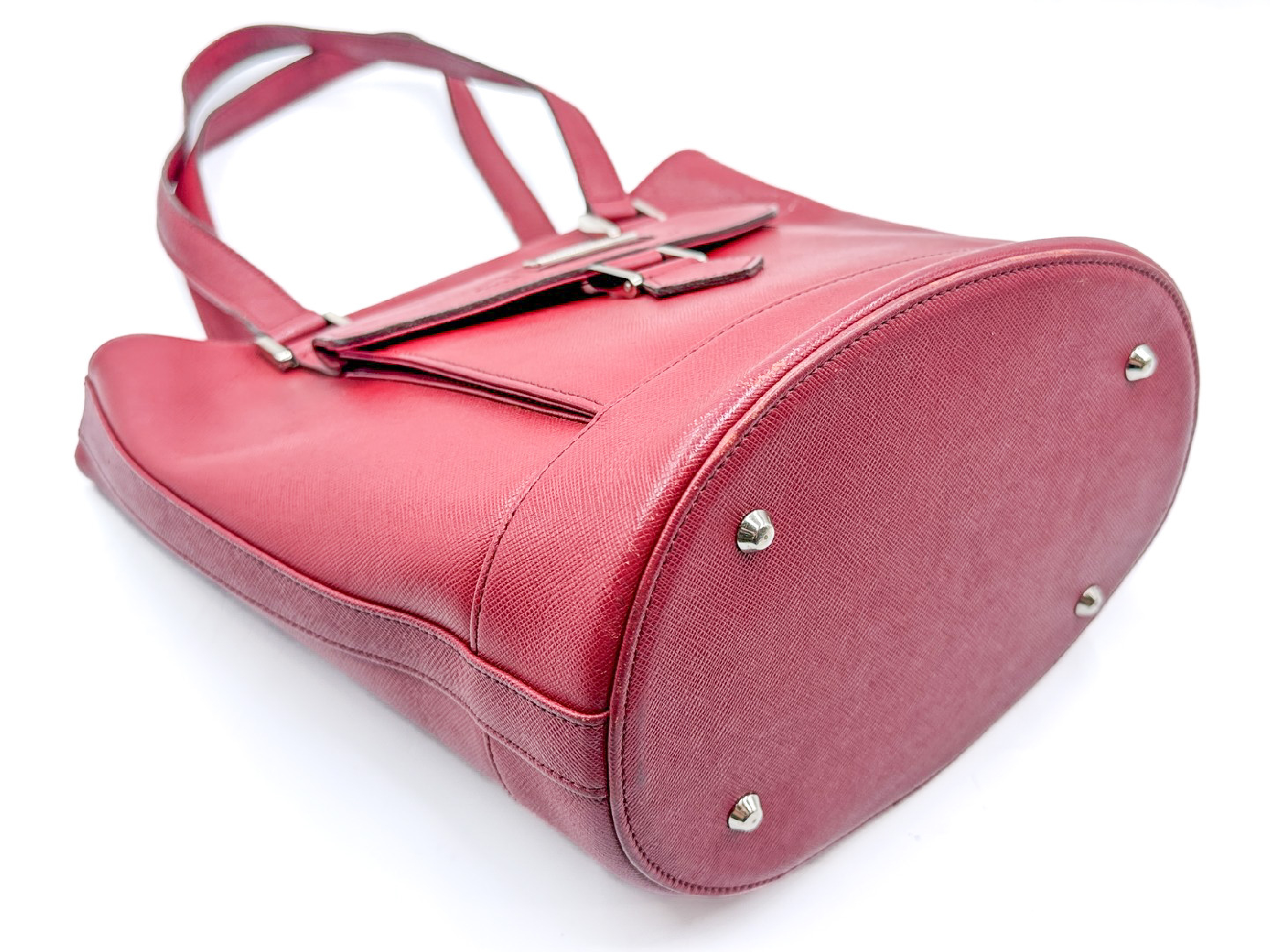 Nova Check Red Leather Tote Bag — view 6