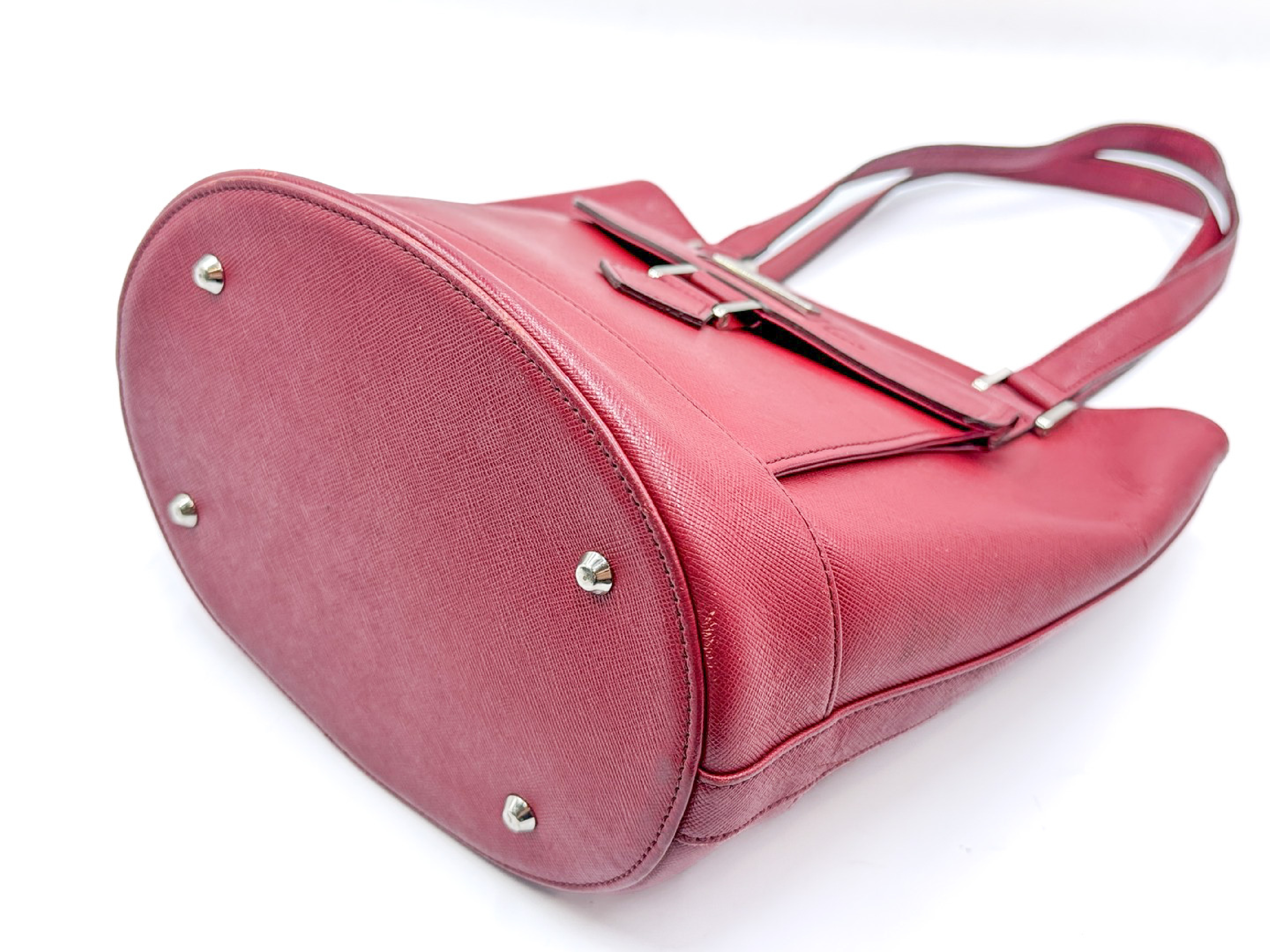 Nova Check Red Leather Tote Bag — view 7