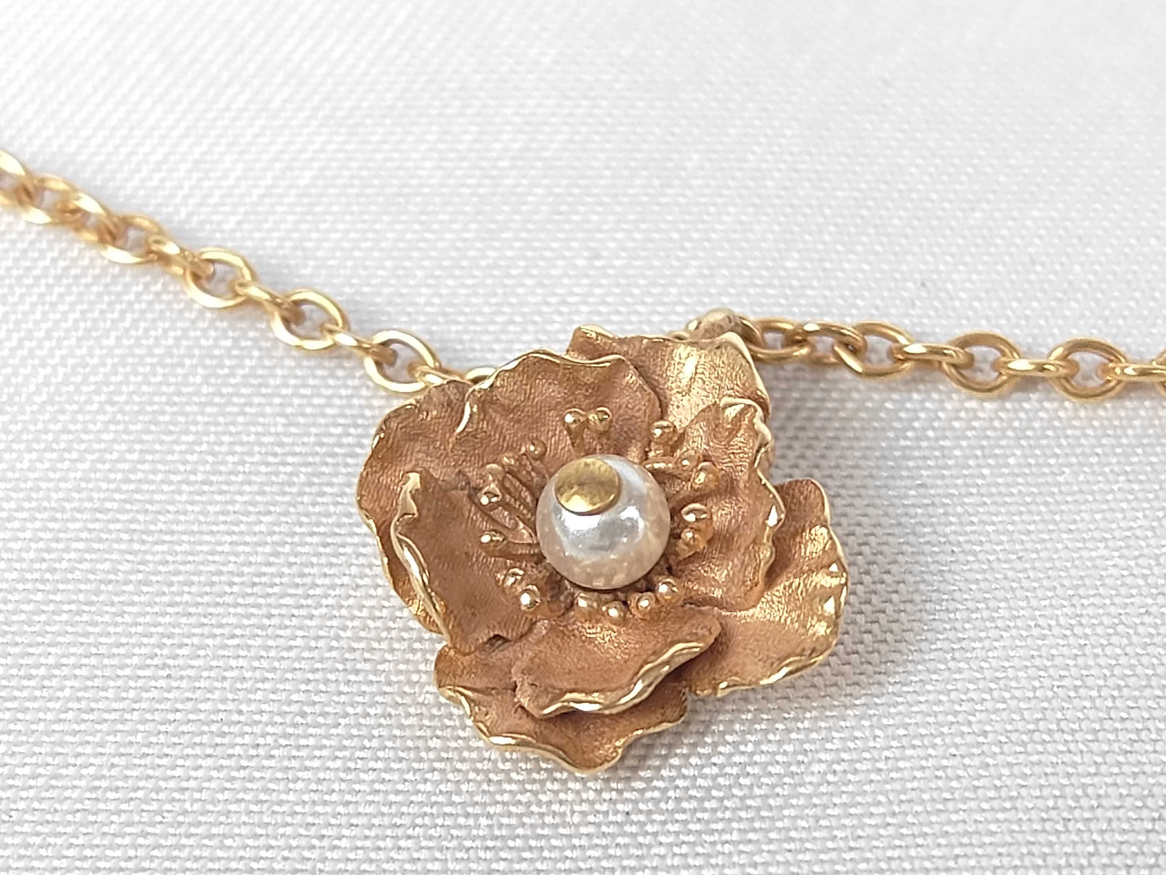 Flower Motif Pearl Necklace — view 3