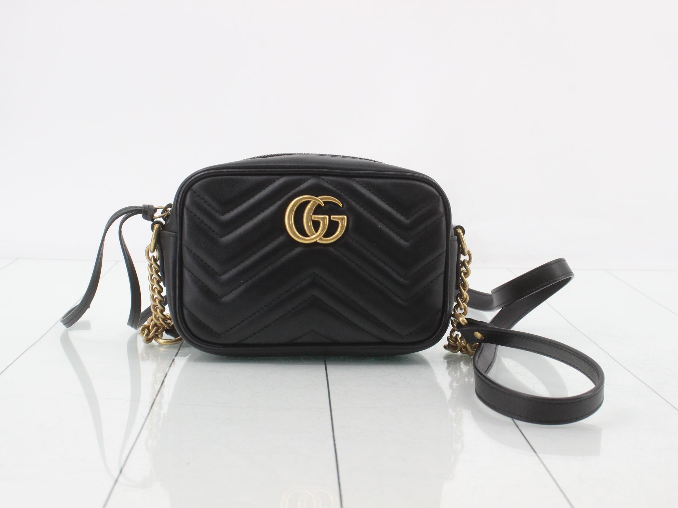 GG Marmont Leather Shoulder Bag, Black