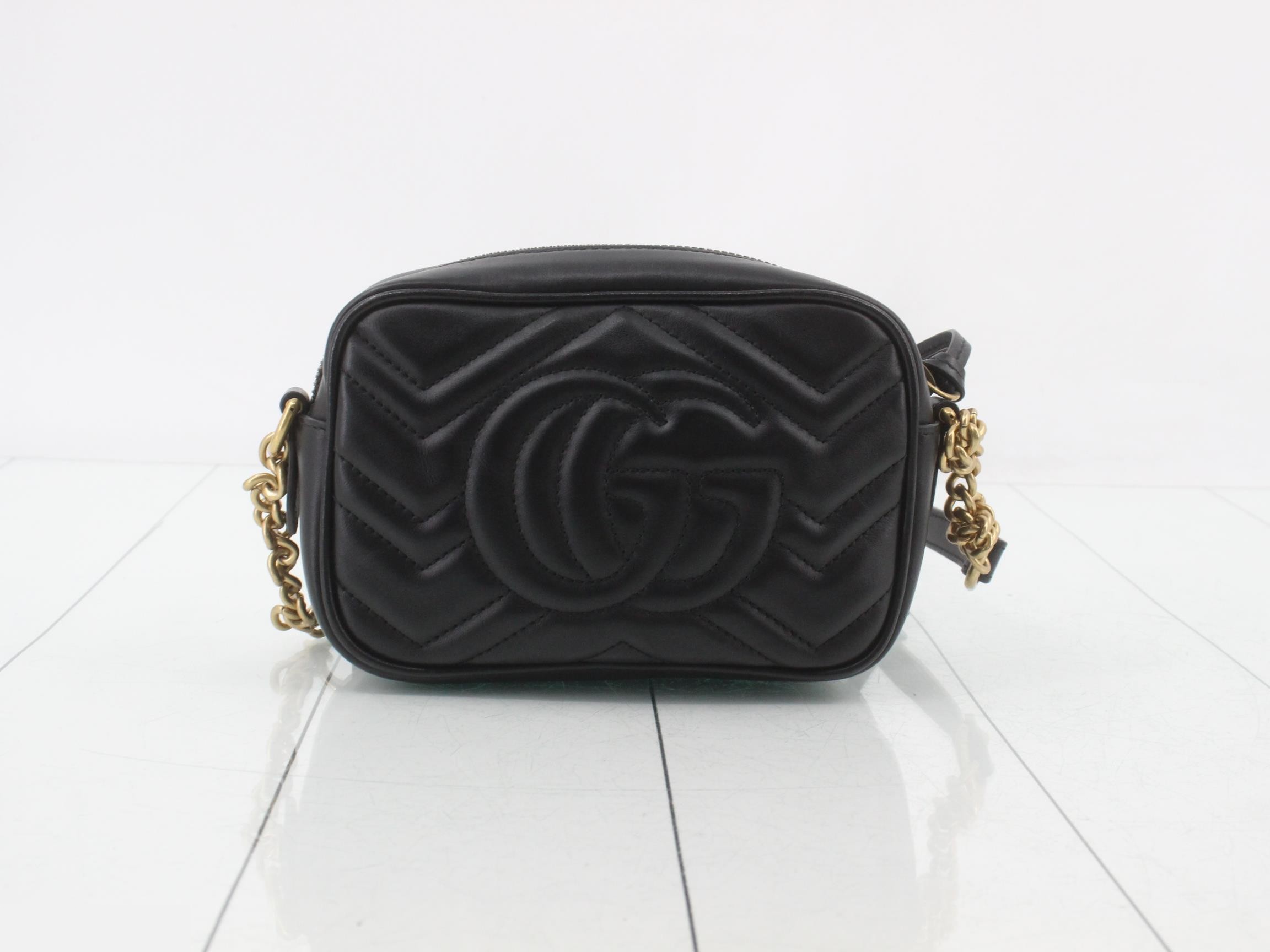 GG Marmont Leather Shoulder Bag, Black — view 2
