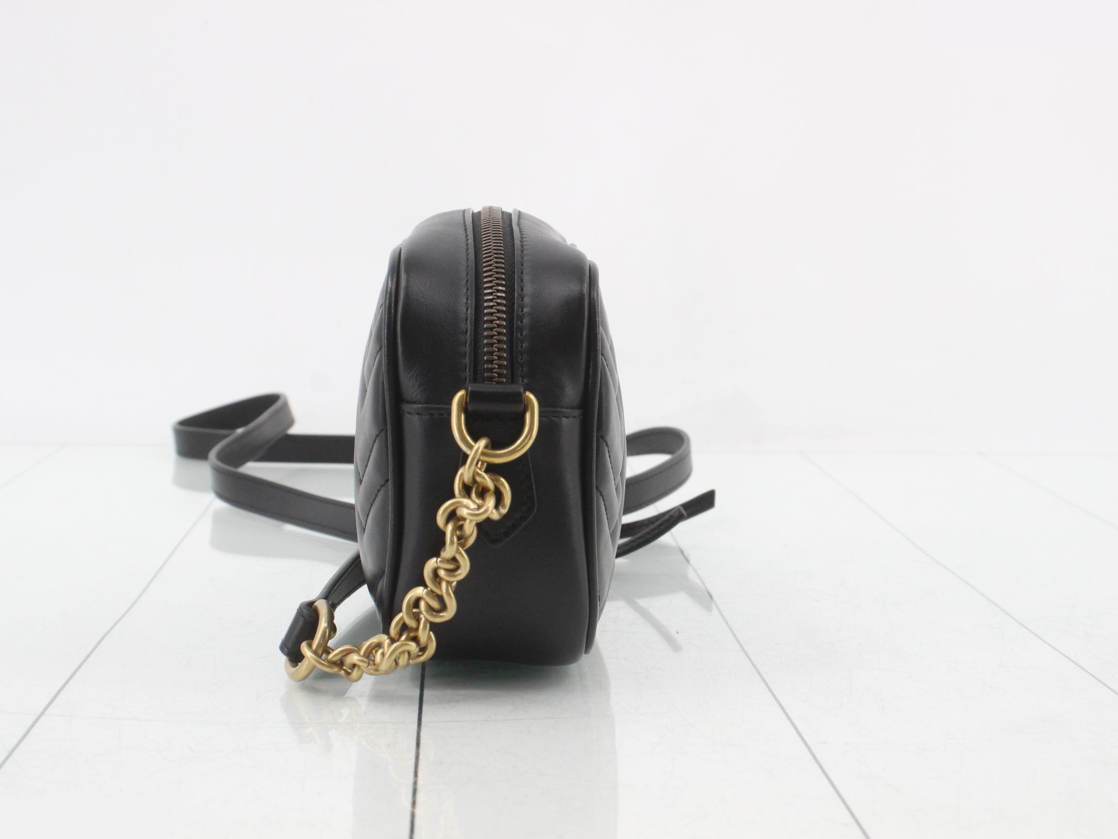 GG Marmont Leather Shoulder Bag, Black — view 3