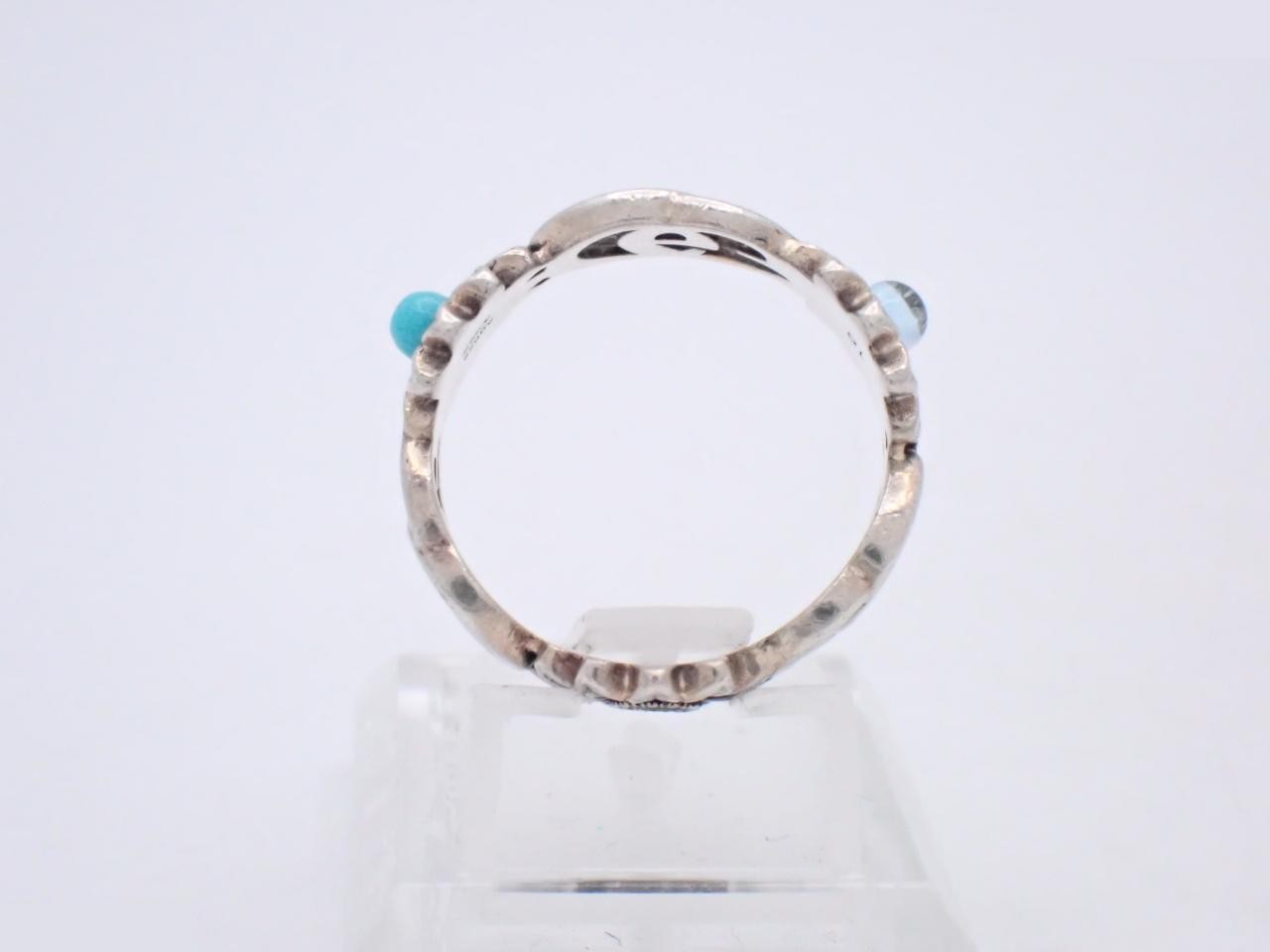 ring, 925 sterling silver, 4.5g, double G flower design, engraved "16", actual size #14 — view 3