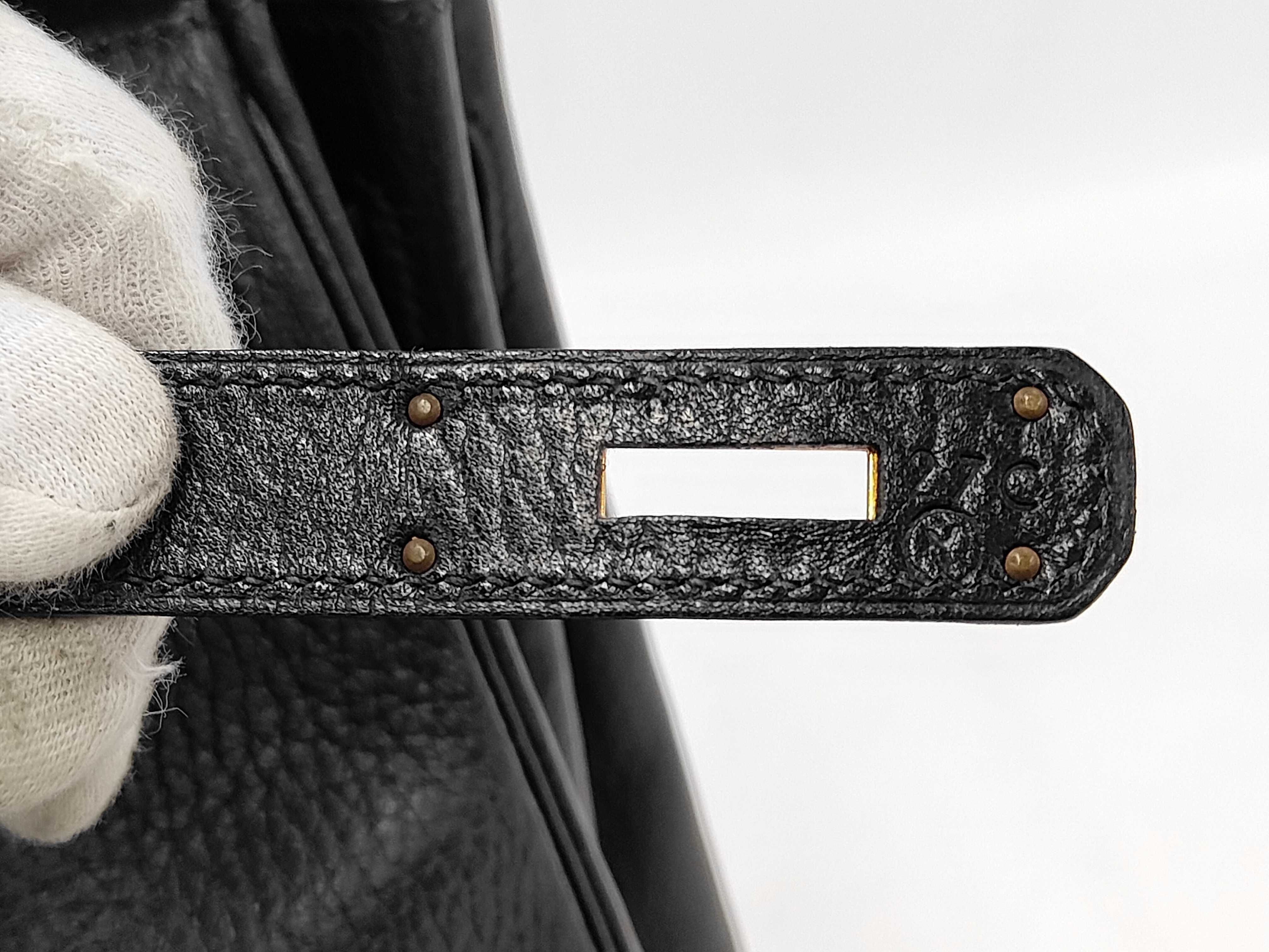 Kelly 32 Black Gold Hardware Y Stamp Handbag — view 11