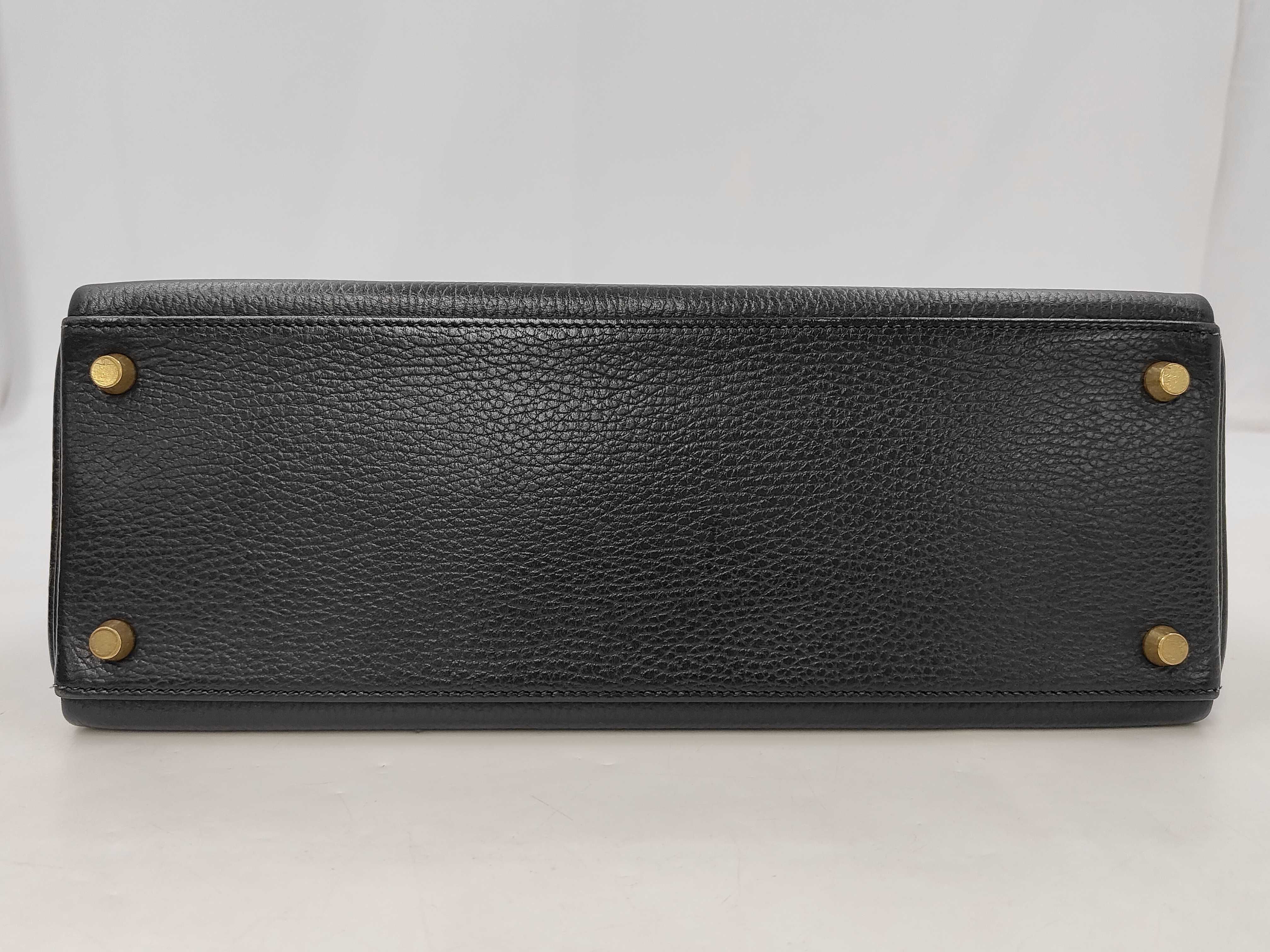 Kelly 32 Black Gold Hardware Y Stamp Handbag — view 8