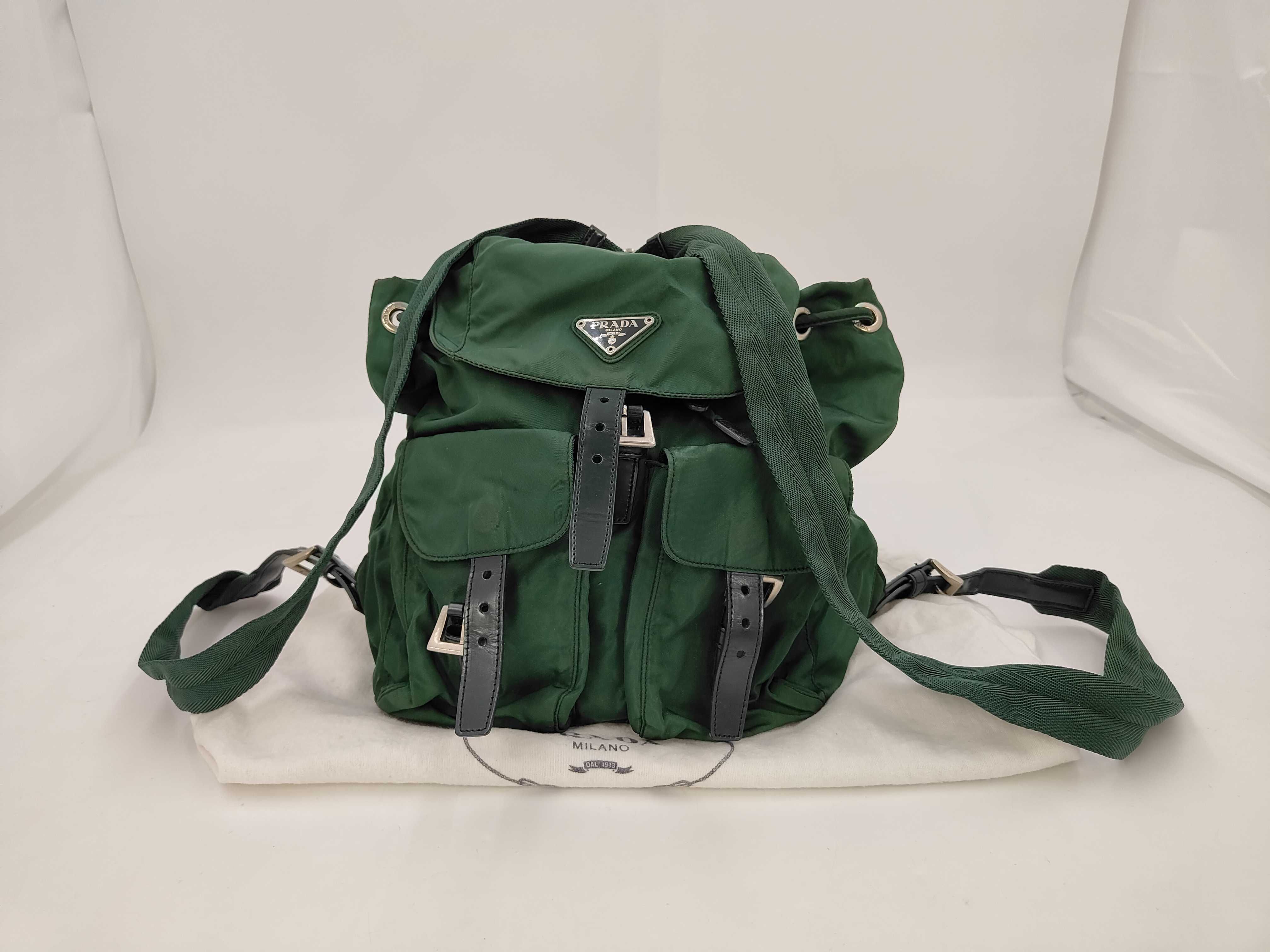 nylon backpack, khaki color.
