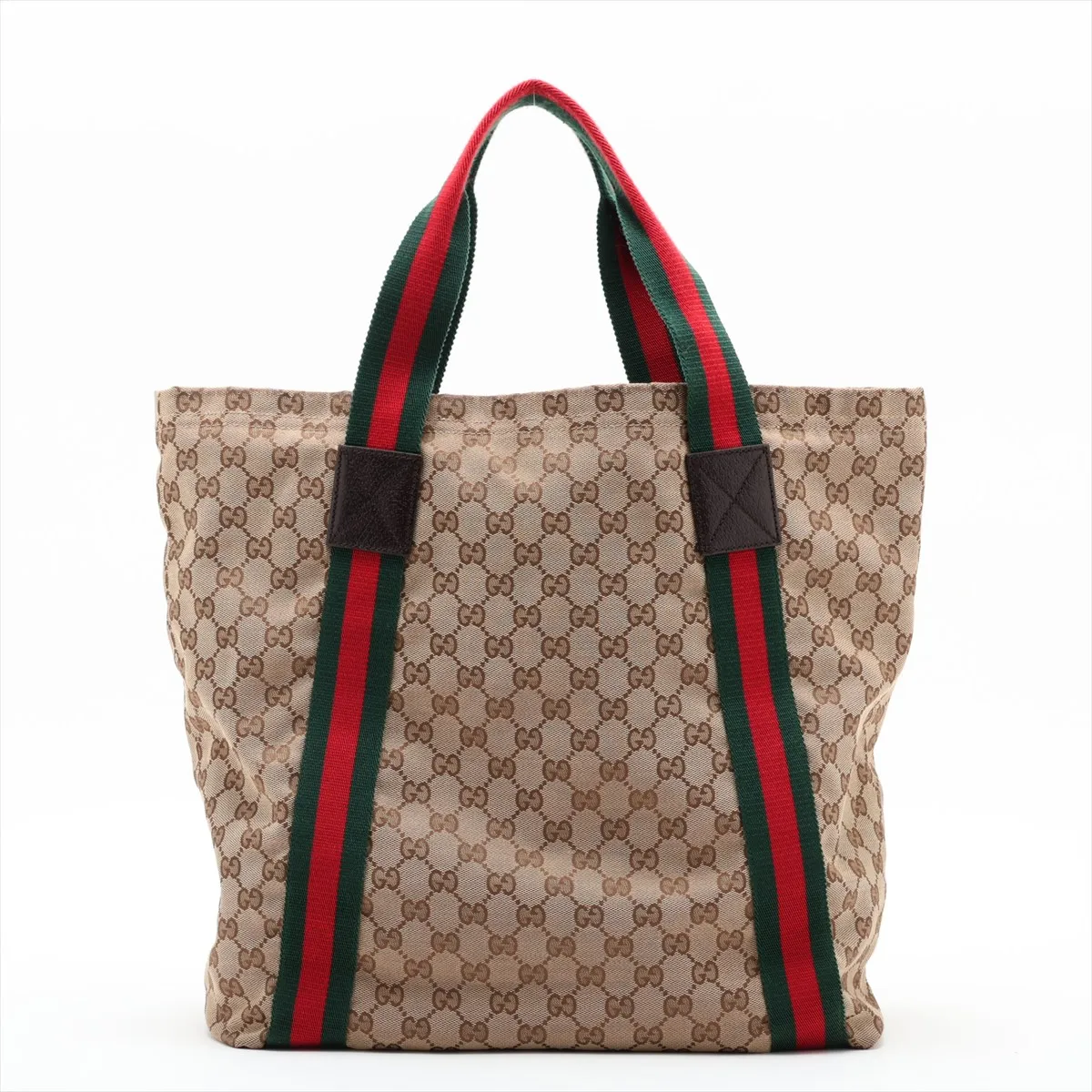GG Canvas 189669 Canvas x Leather Tote Bag Beige x Brown — view 2