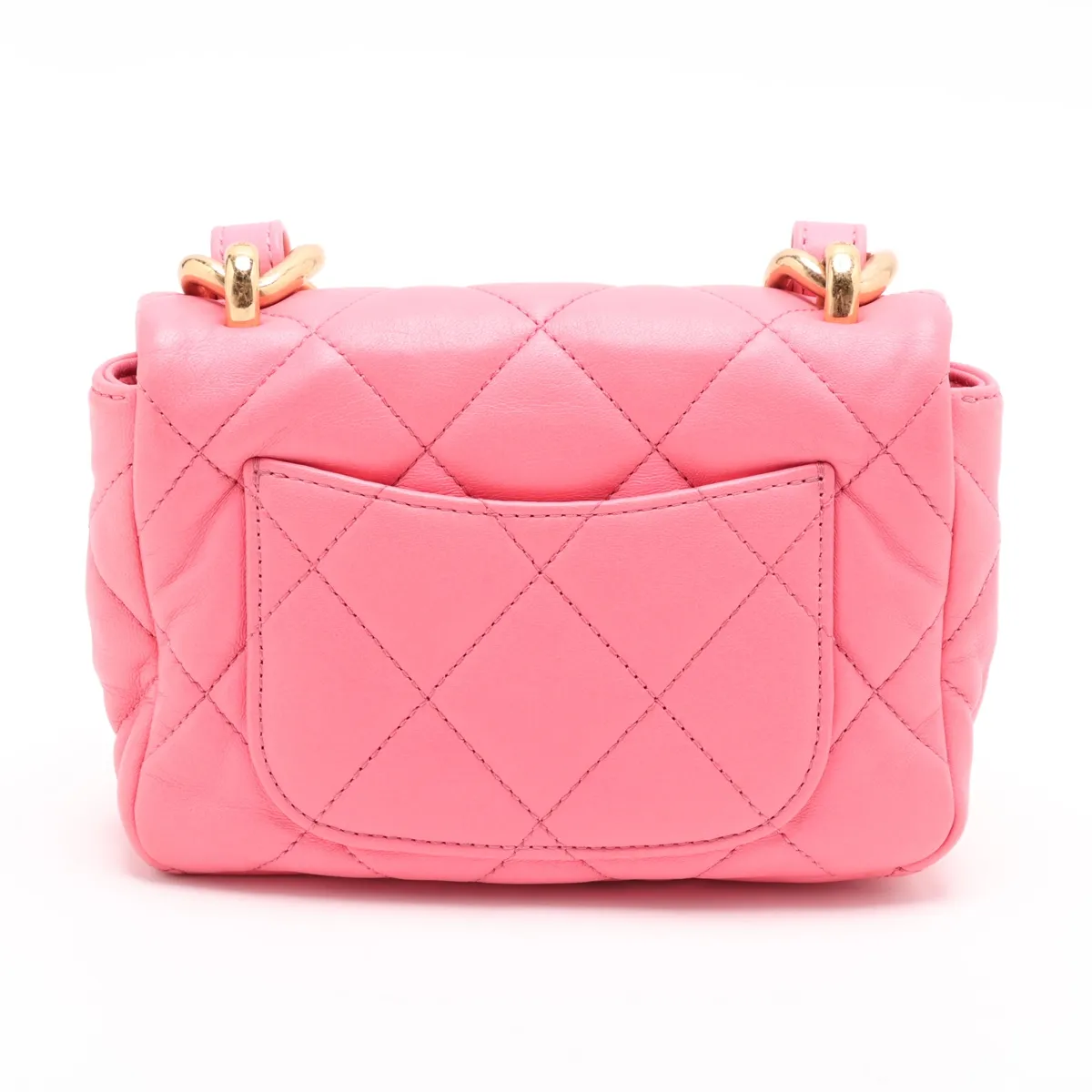 Mini Matelassé Lambskin Chain Shoulder Bag, Pink with Gold Hardware, L8U35JG1, Random Plate — view 2