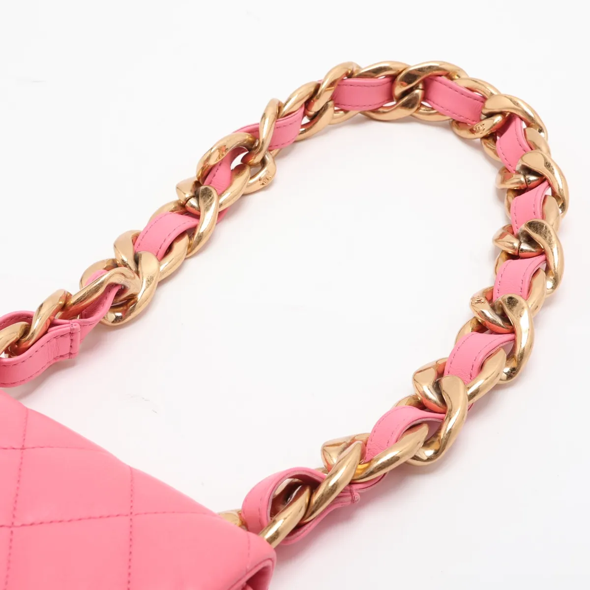 Mini Matelassé Lambskin Chain Shoulder Bag, Pink with Gold Hardware, L8U35JG1, Random Plate — view 5