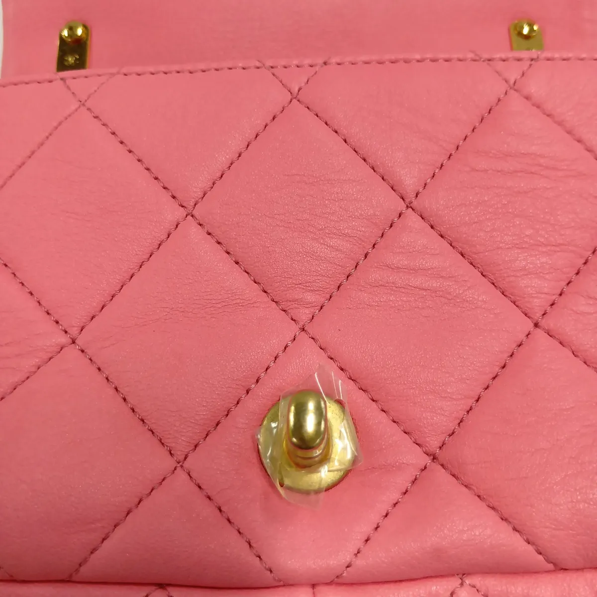 Mini Matelassé Lambskin Chain Shoulder Bag, Pink with Gold Hardware, L8U35JG1, Random Plate — view 8