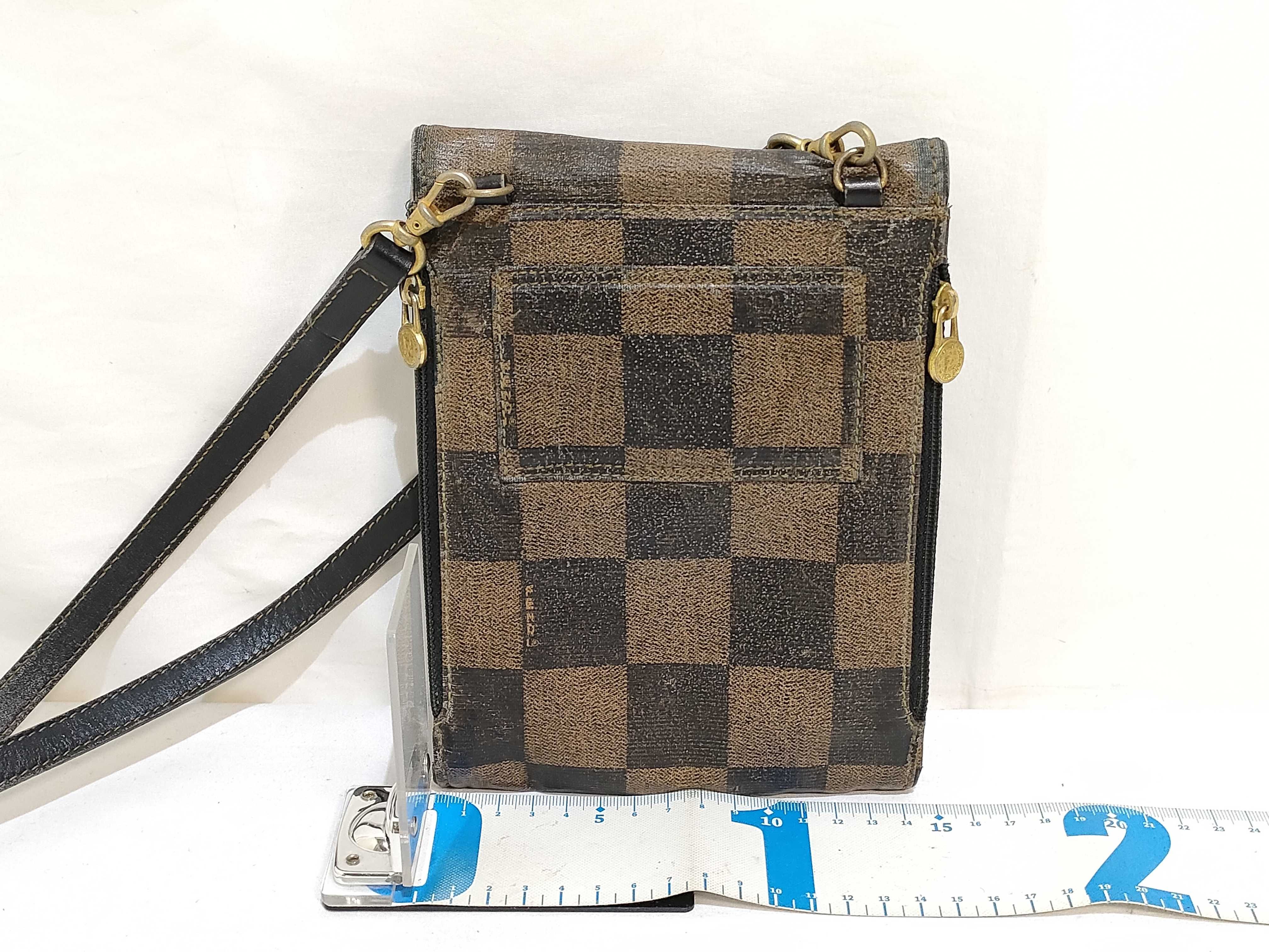 Pecan Pattern Shoulder Bag, Fendi 262 259100 069, Pecan PVC, Black — view 2