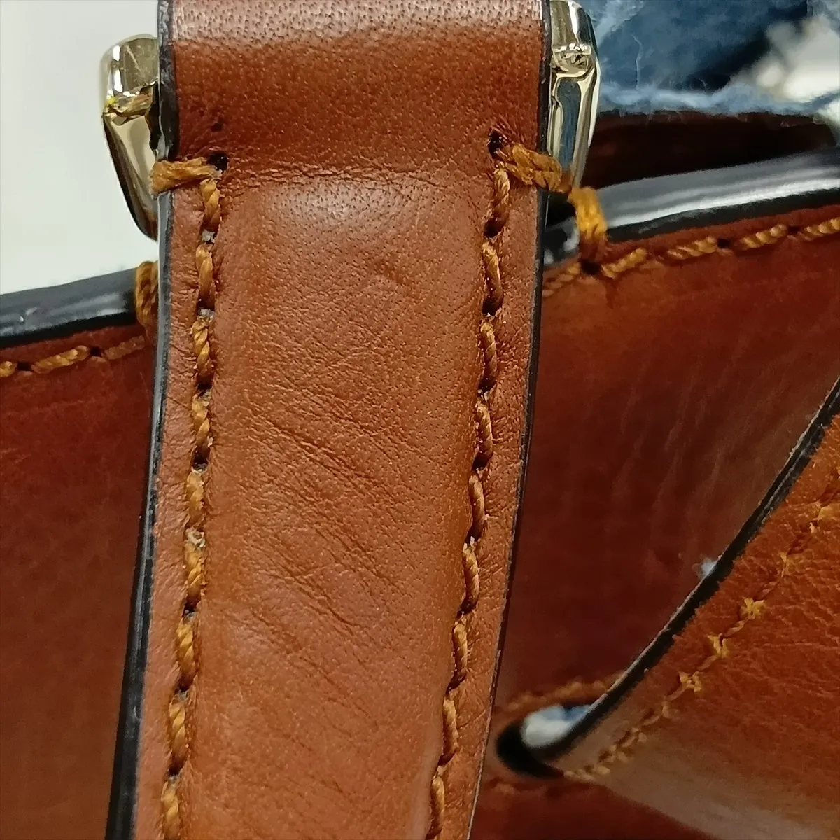 Joylock Denim x Leather 2-Way Handbag, Blue x Brown — view 14