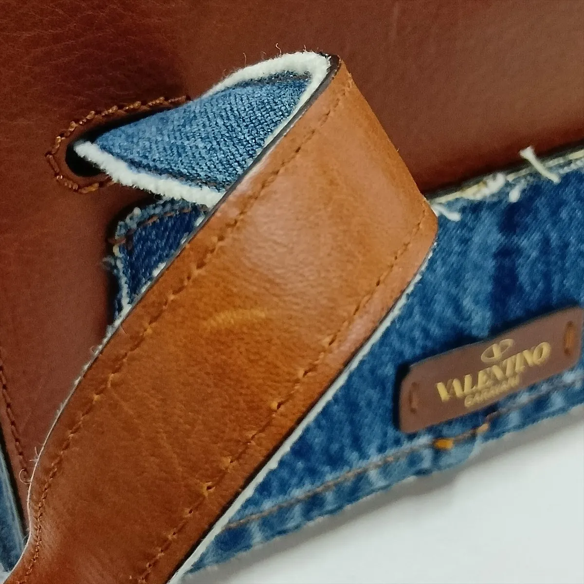 Joylock Denim x Leather 2-Way Handbag, Blue x Brown — view 15