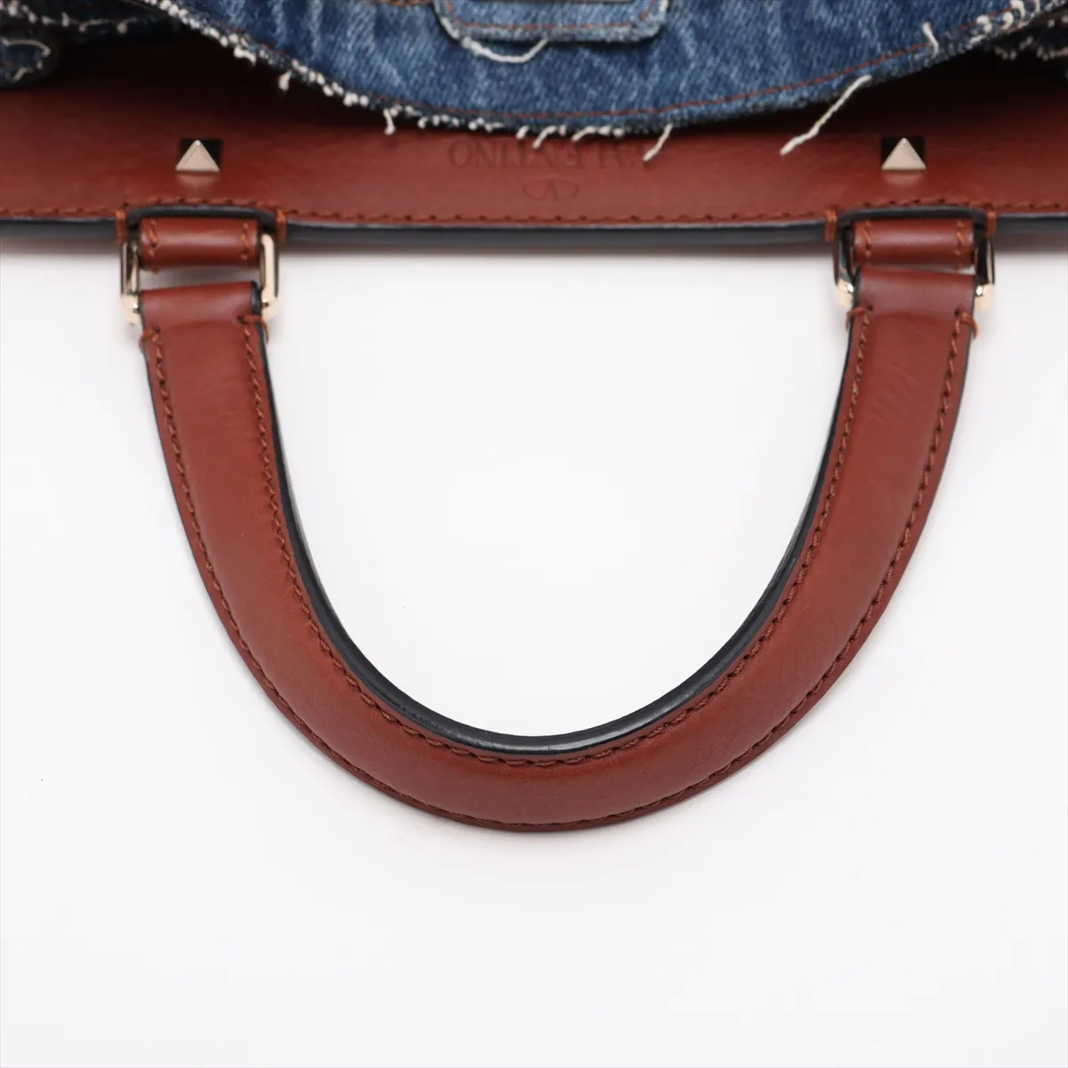 Joylock Denim x Leather 2-Way Handbag, Blue x Brown — view 5