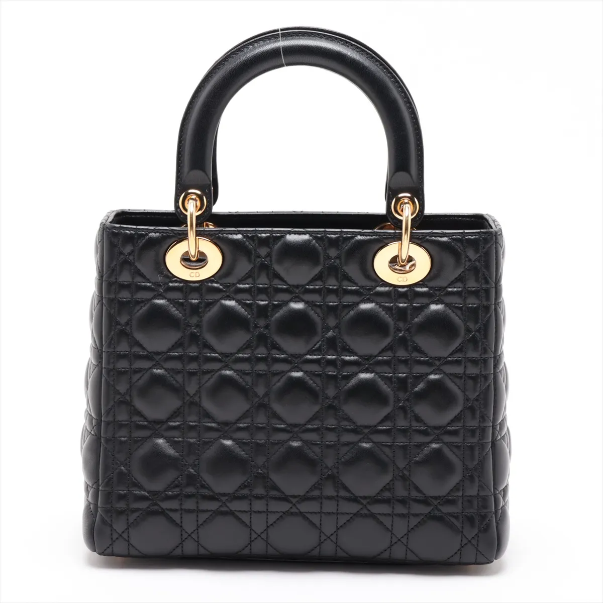 Cannage Lady Dior Leather 2-Way Handbag, Black — view 2