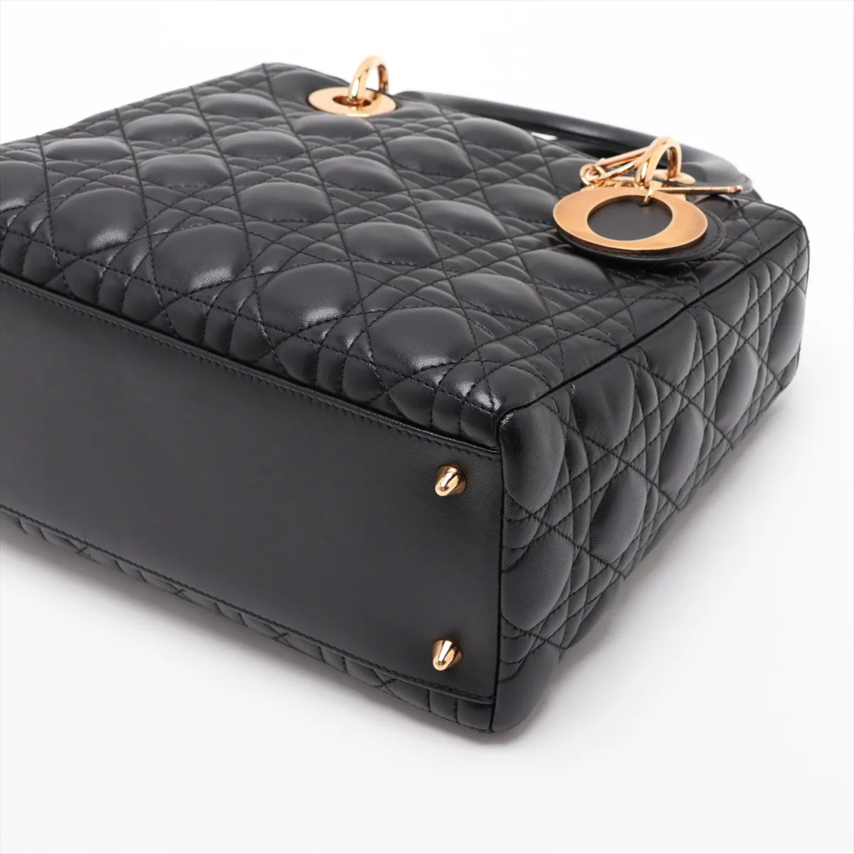 Cannage Lady Dior Leather 2-Way Handbag, Black — view 3