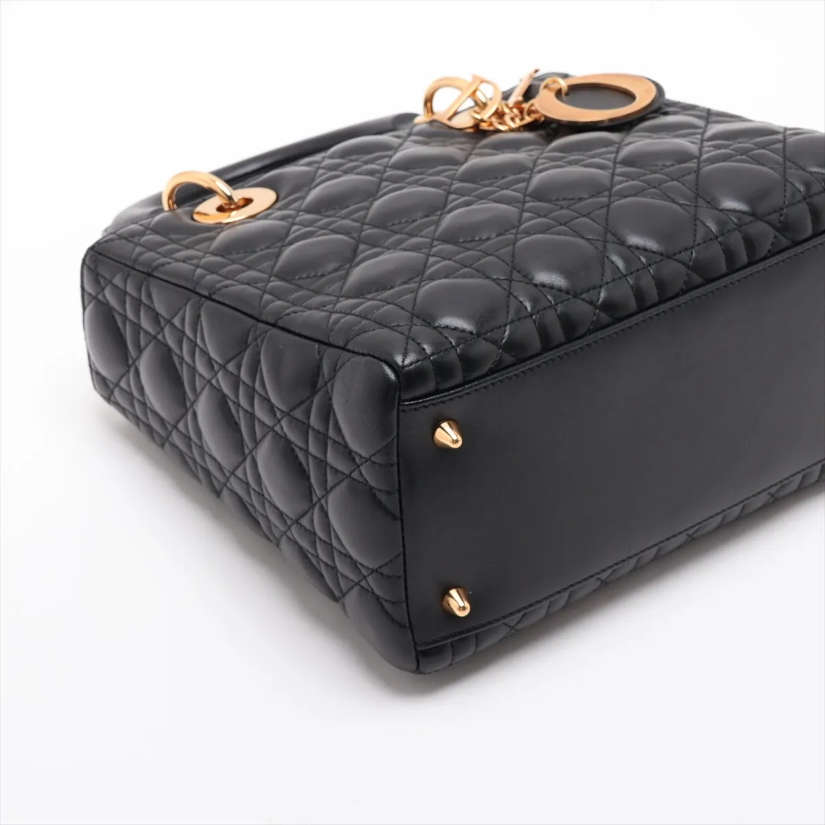 Cannage Lady Dior Leather 2-Way Handbag, Black — view 4