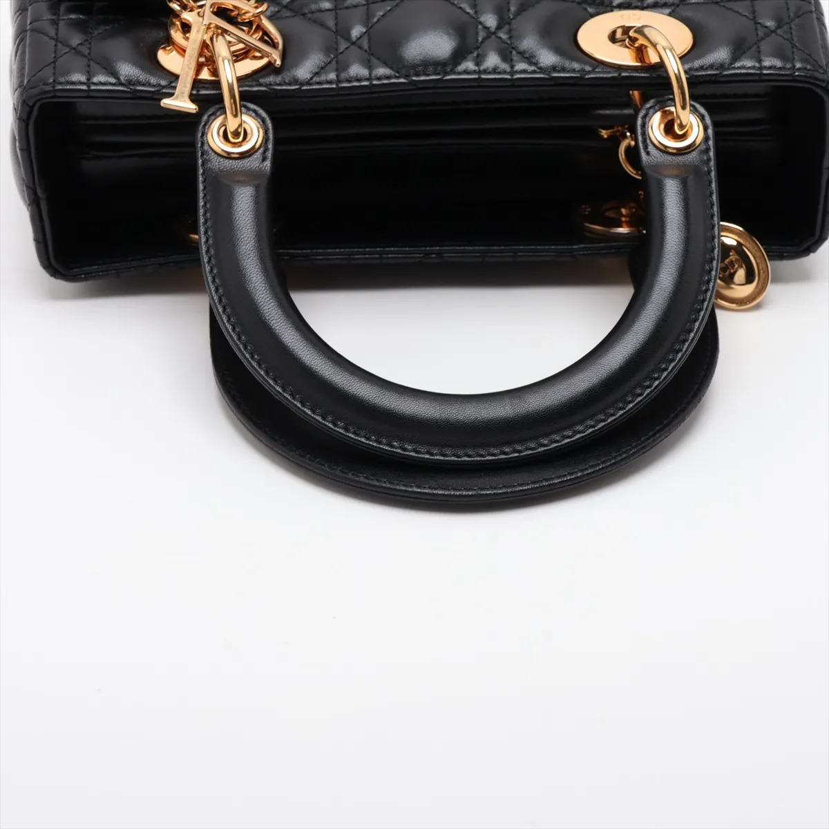 Cannage Lady Dior Leather 2-Way Handbag, Black — view 5