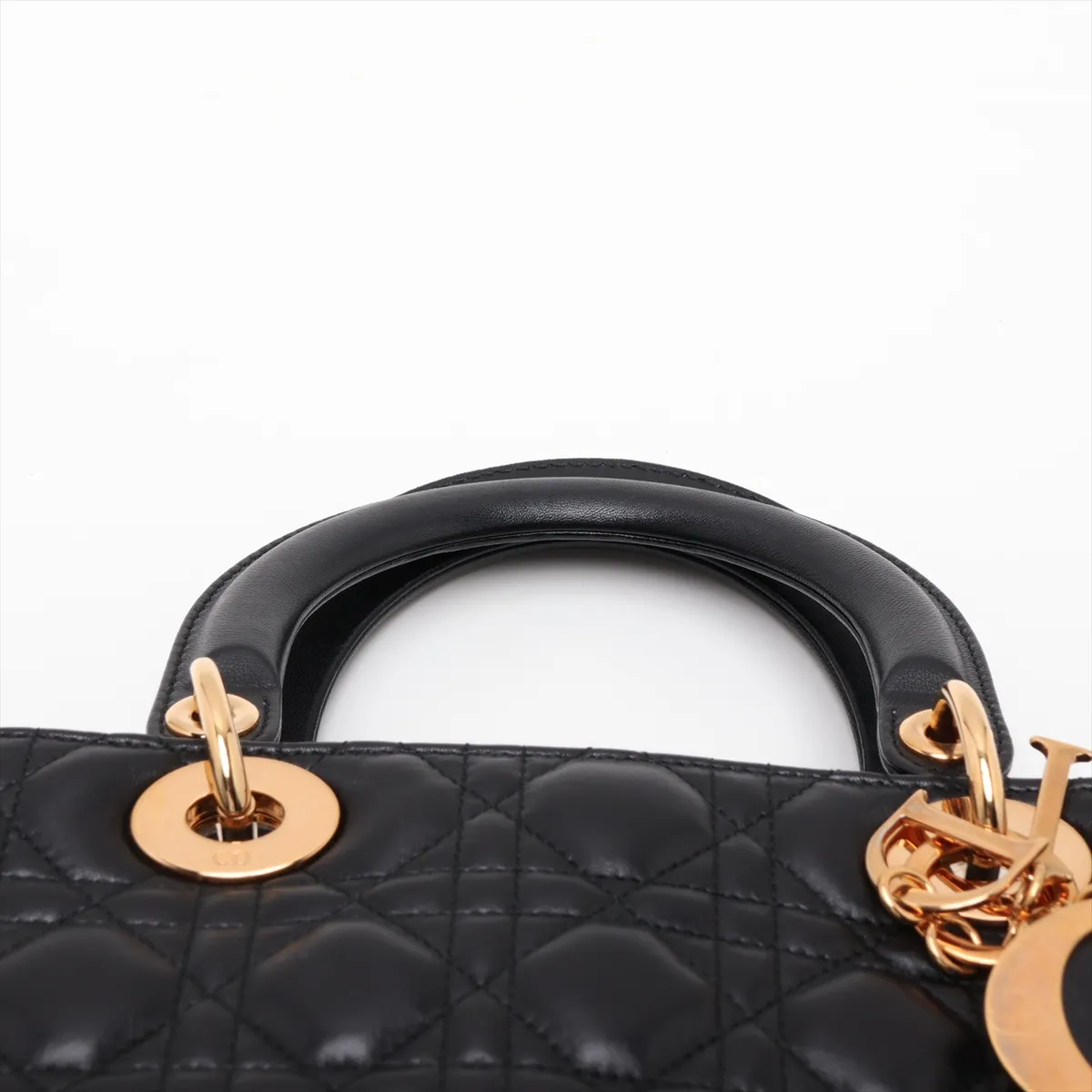 Cannage Lady Dior Leather 2-Way Handbag, Black — view 6