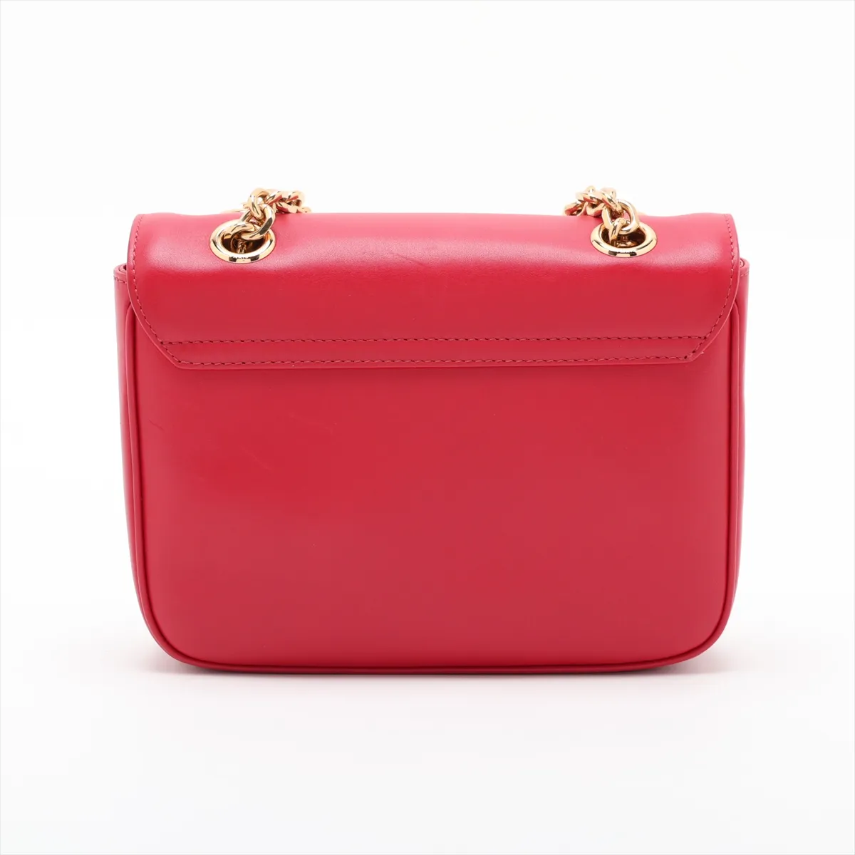 C Medium Leather Chain Shoulder Bag, Red — view 2