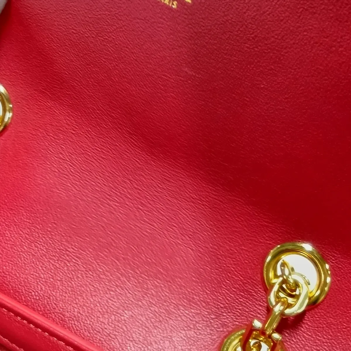 C Medium Leather Chain Shoulder Bag, Red — view 12