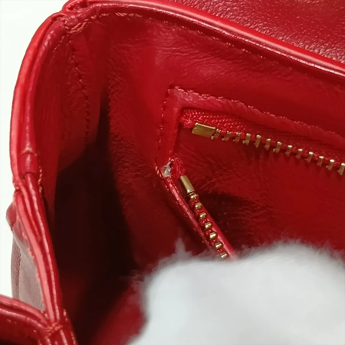 C Medium Leather Chain Shoulder Bag, Red — view 13