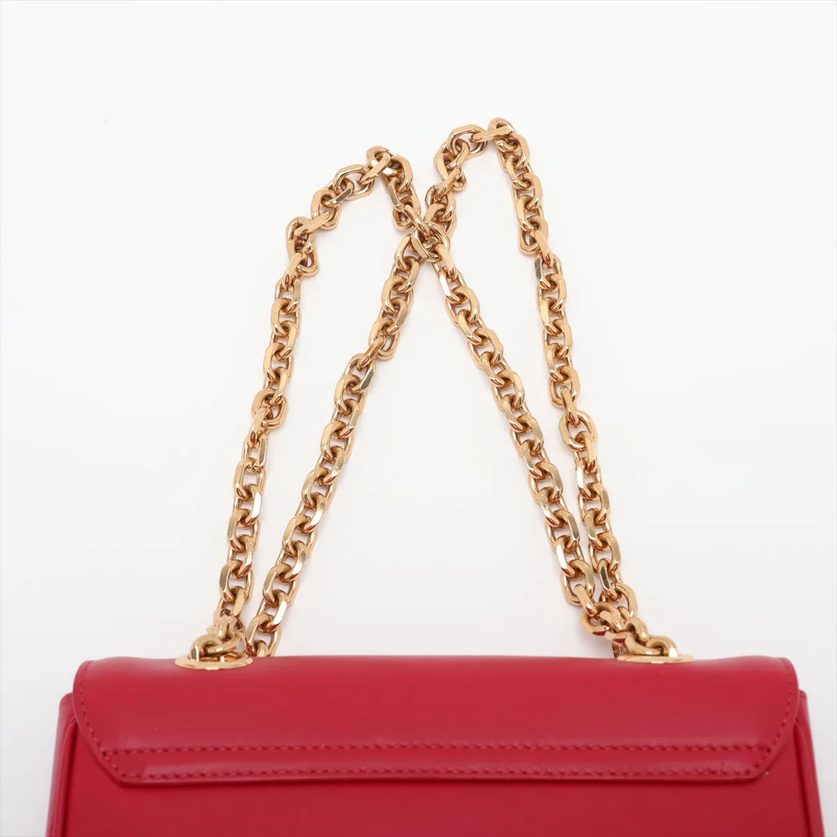 C Medium Leather Chain Shoulder Bag, Red — view 6